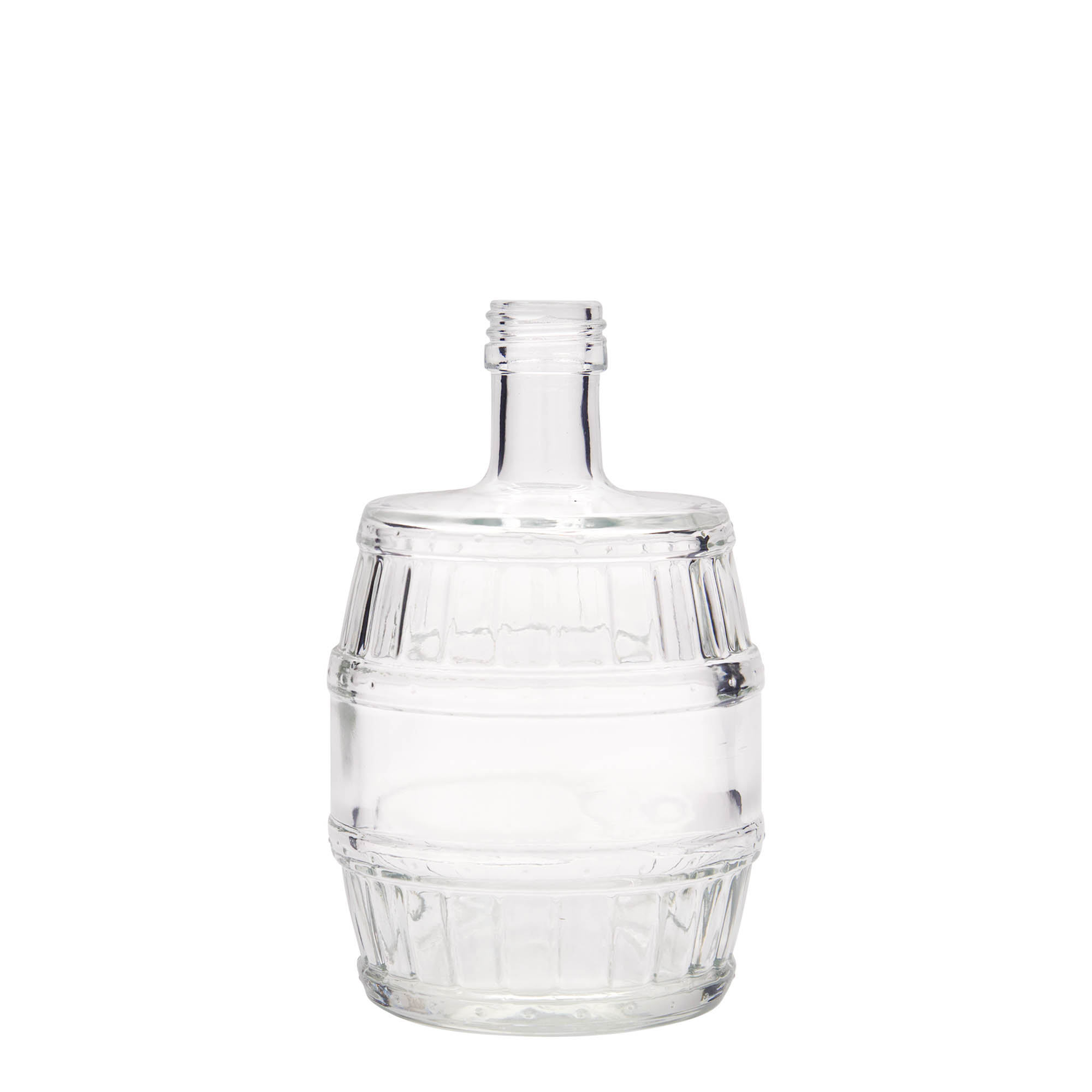 Bouteille en verre de 500 ml « fût », ouverture : PP 28 Bouteille en verre de 500 ml « fût », ouverture : PP 28