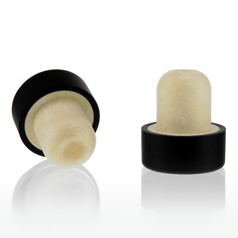 Bouchon à prise 19 mm, plastique, noir, pour embouchure : liège Bouchon à prise 19 mm, plastique, noir, pour embouchure : liège