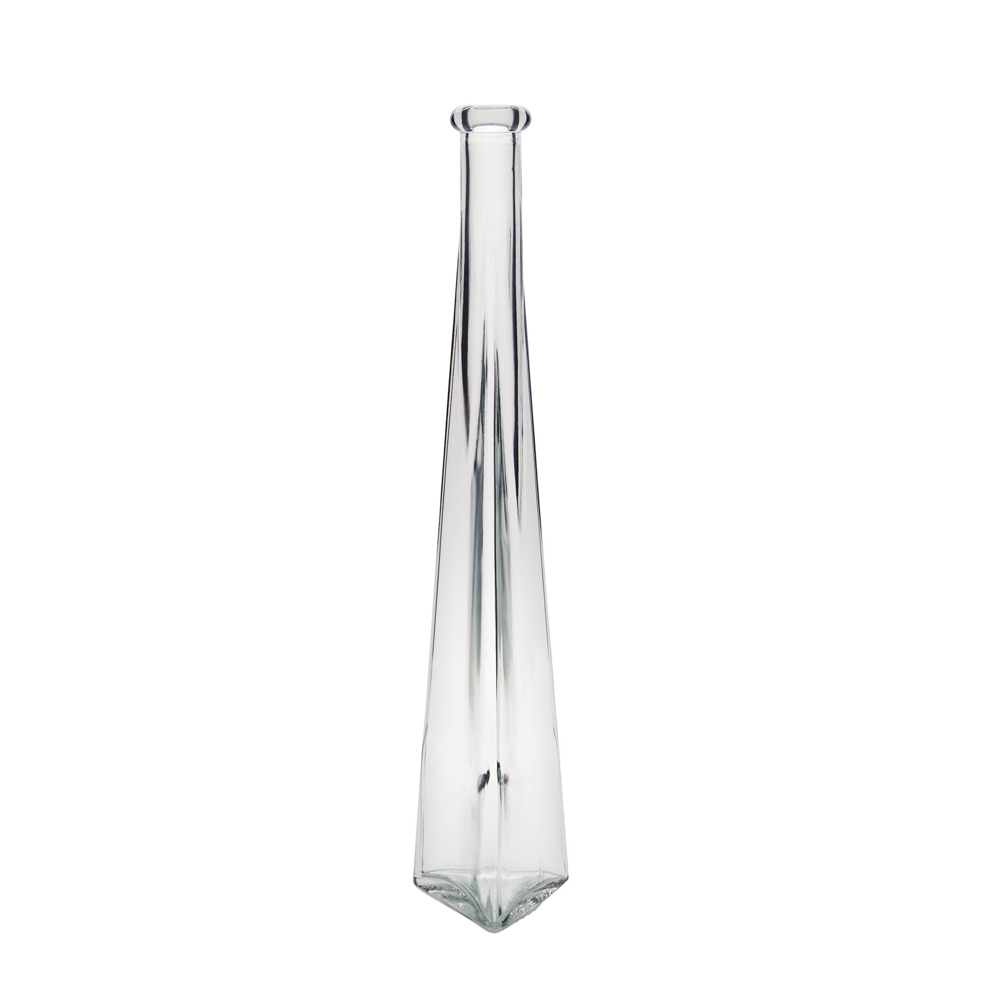 Flacon en verre de 200 ml « Dama Triangolore », triangulaire, ouverture : bouchon en liège Flacon en verre de 200 ml « Dama Triangolore », triangulaire, ouverture : bouchon en liège