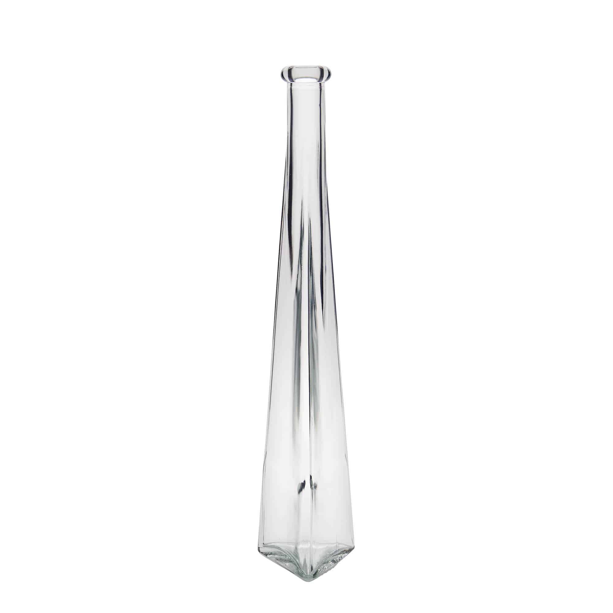 Flacon en verre de 200 ml « Dama Triangolore », triangulaire, ouverture : bouchon en liège