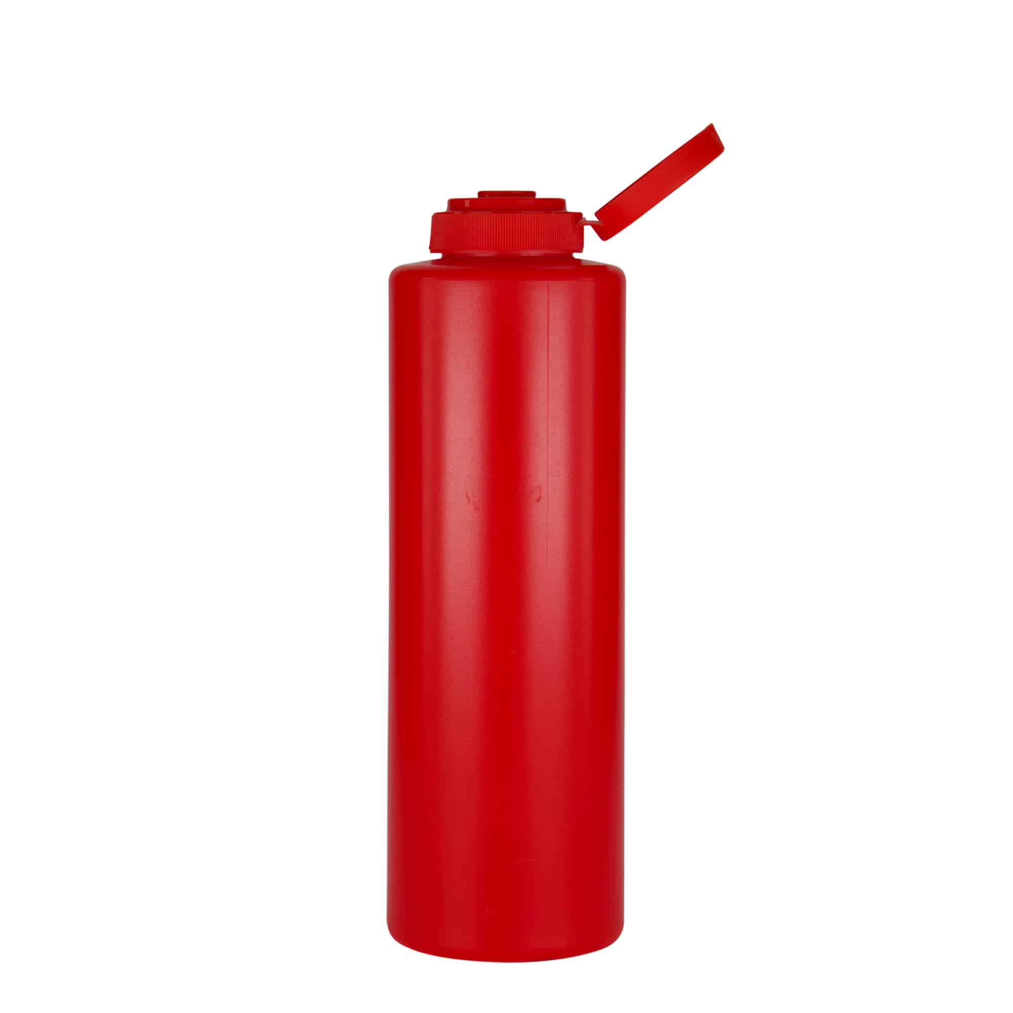 Flacon à sauce 500 ml , plastique LDPE, rouge, col : GPI 38/400