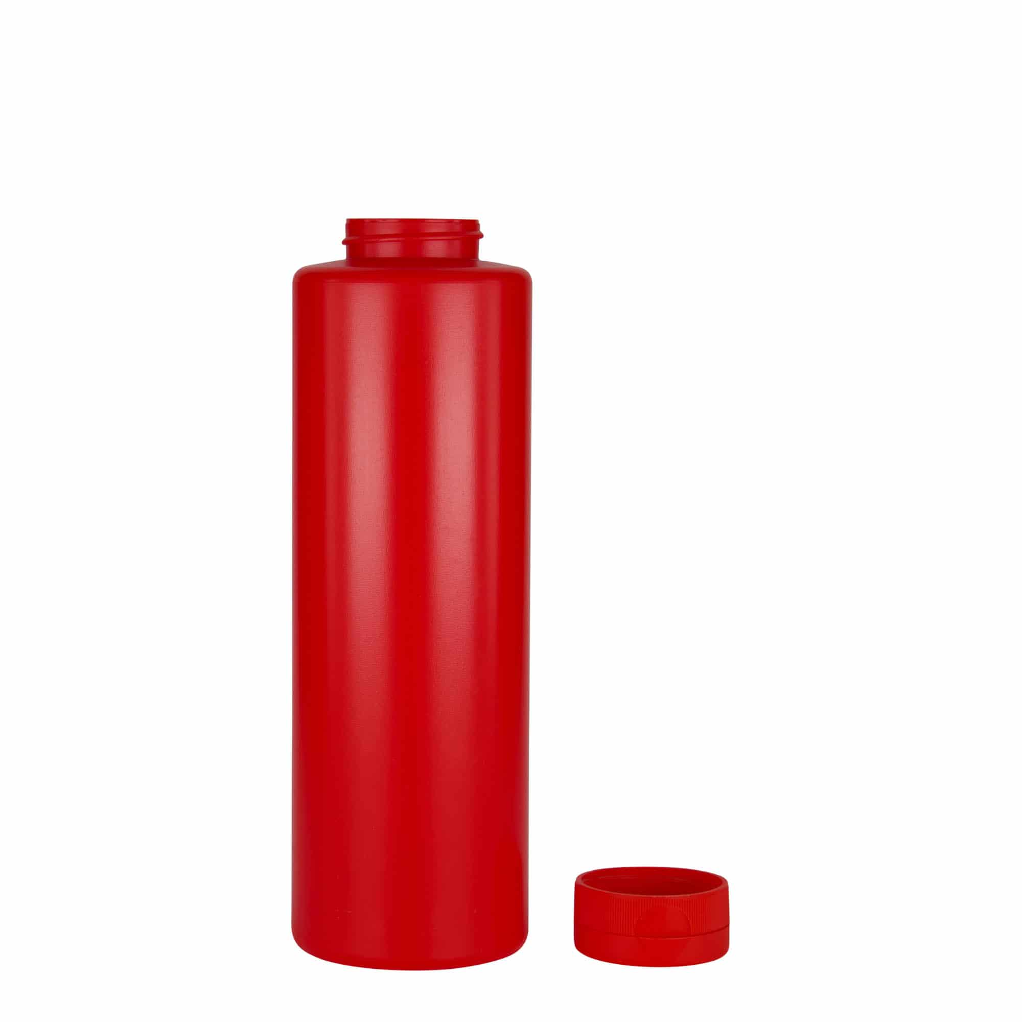 Flacon à sauce 500 ml , plastique LDPE, rouge, bouchage: 38/400