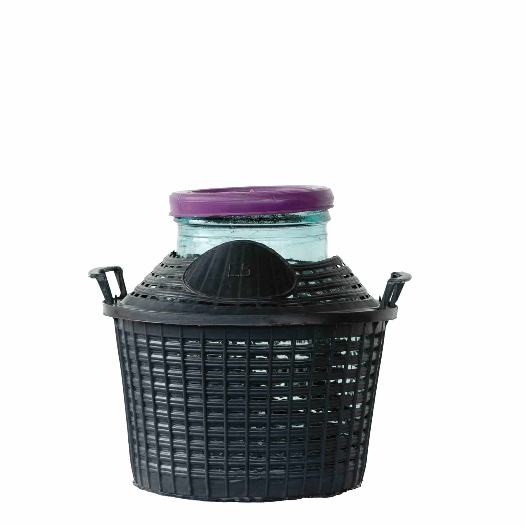 Bouteille ballon 5 l col large, verre, ouverture : couvercle à emboîtement