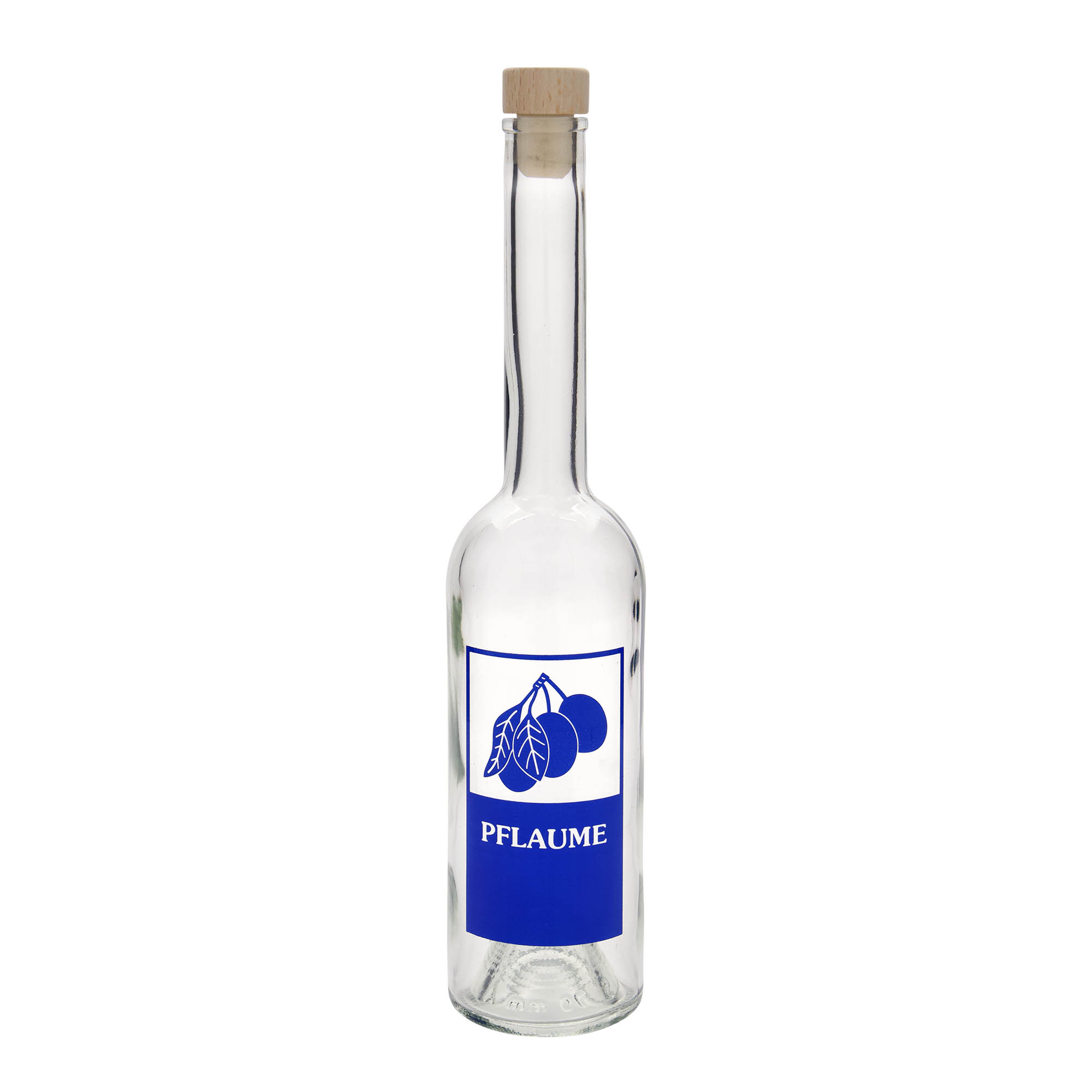 Bouteille en verre 500 ml 'Opera', motif : prune, ouverture : bouchon en liège