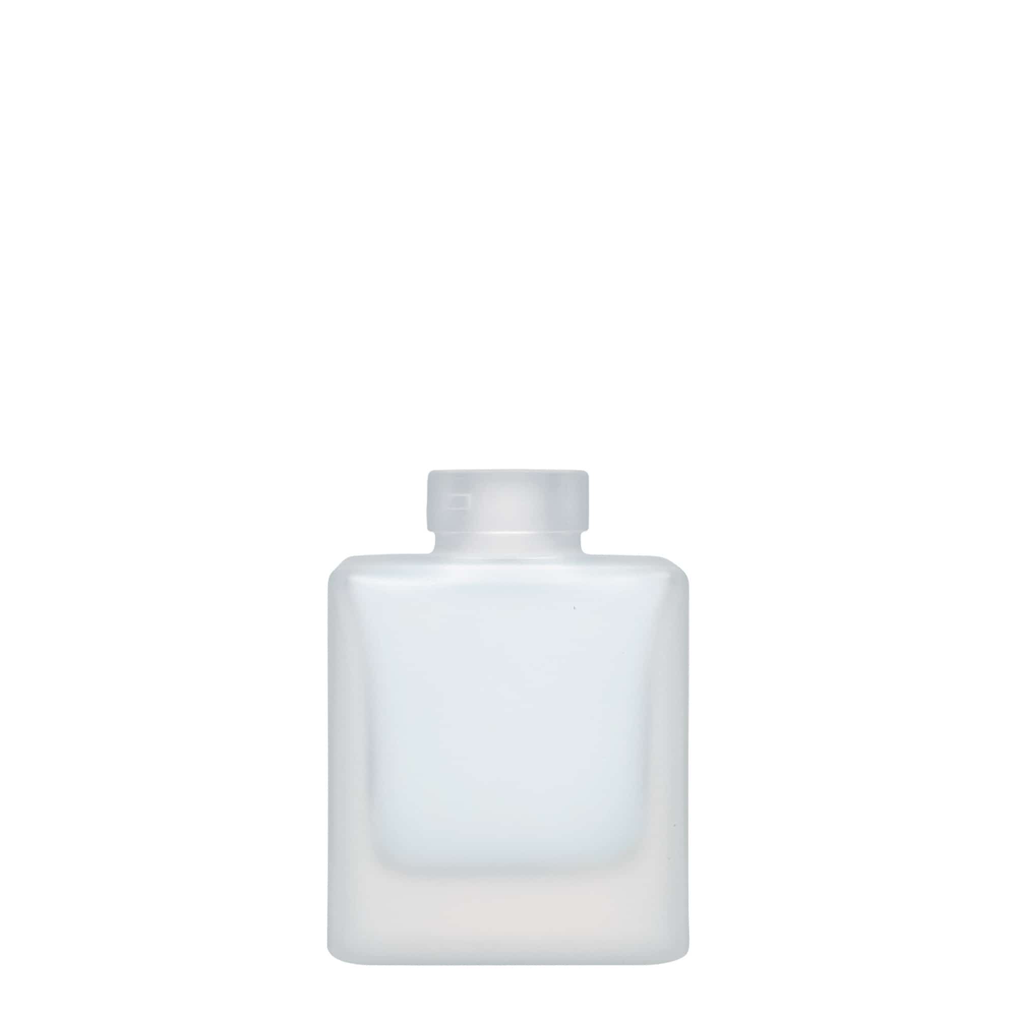 Bouteille en verre 100 ml 'Cube', carrée, glacée, bouchage: bouchon Bouteille en verre 100 ml 'Cube', carrée, glacée, bouchage: bouchon