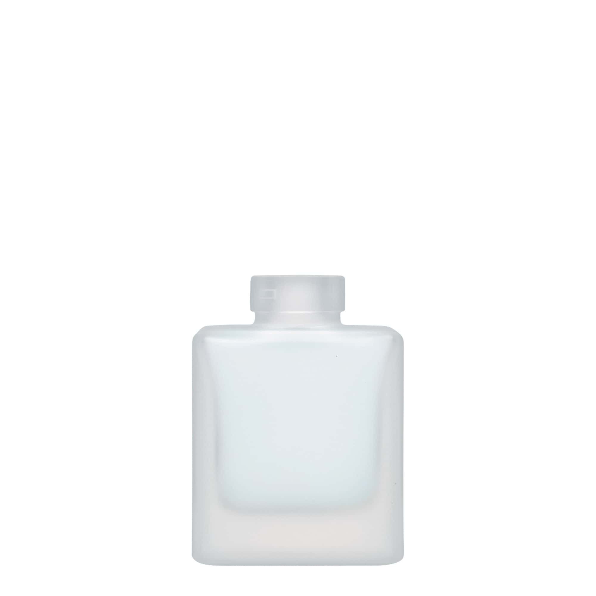 Flacon en verre 100 ml « Cube », carré, givré, ouverture : bouchon en liège