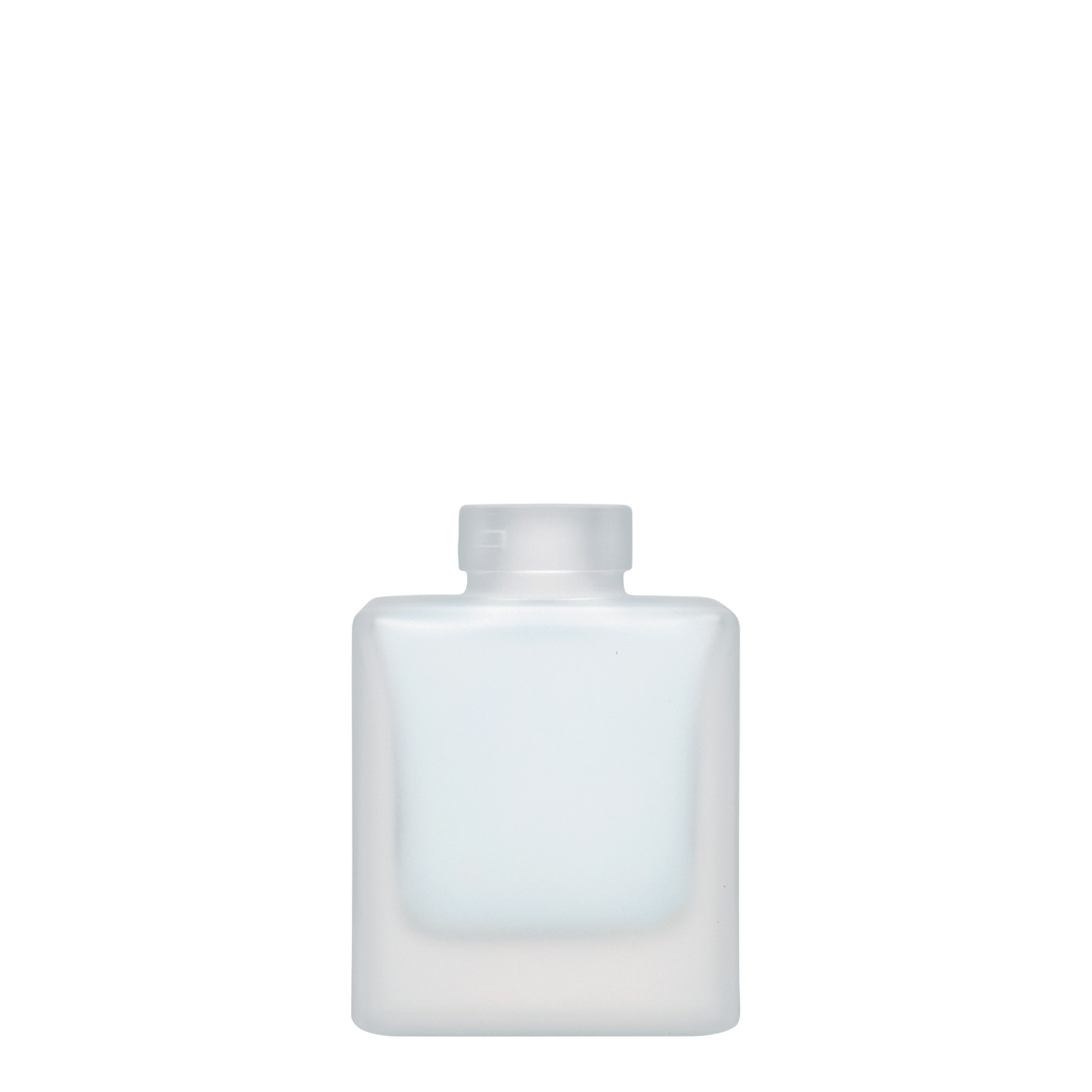 Flacon en verre 100 ml « Cube », carré, givré, ouverture : bouchon en liège Flacon en verre 100 ml « Cube », carré, givré, ouverture : bouchon en liège