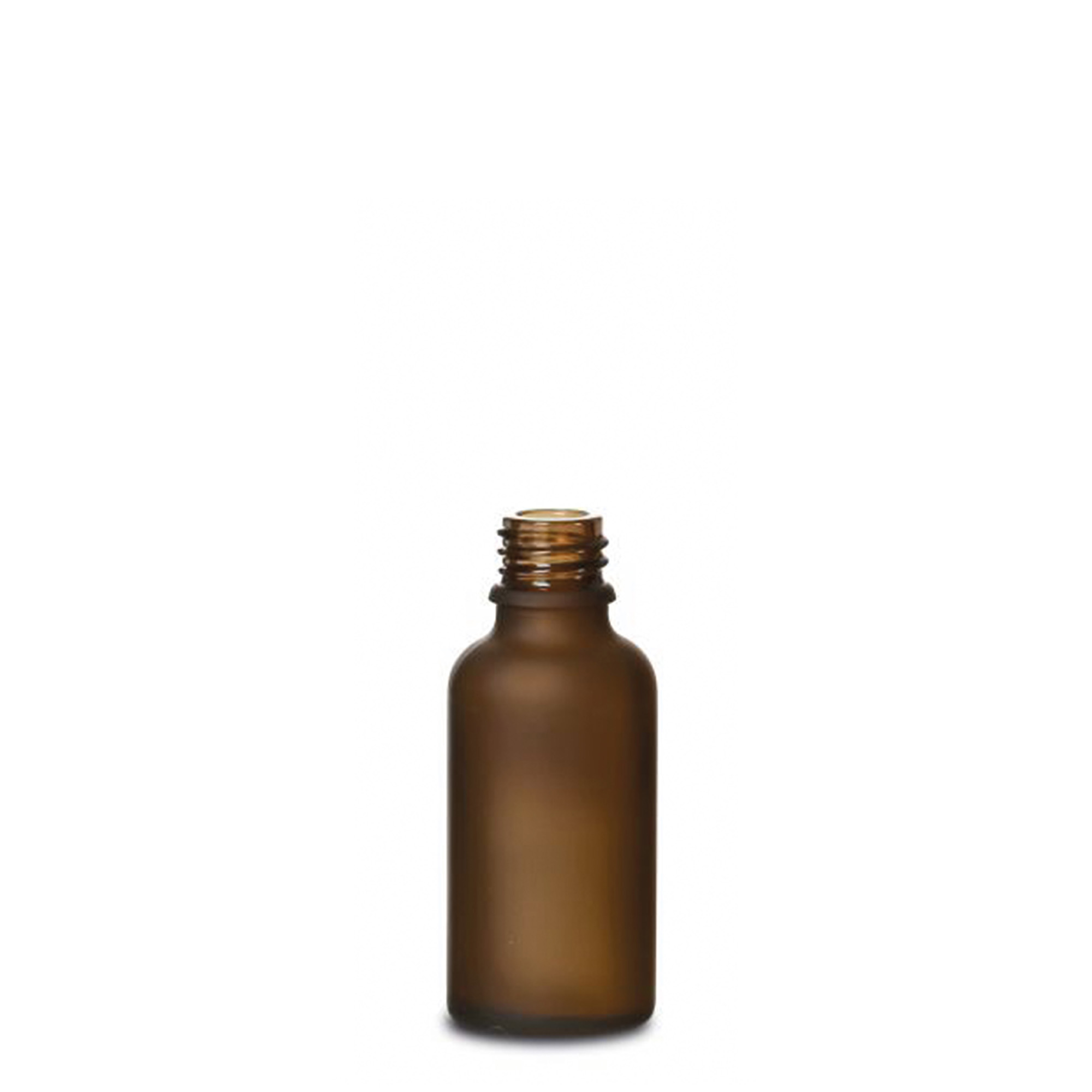 Flacon médical 30 ml, verre, brun givré, ouverture : DIN 18 Flacon médical 30 ml, verre, brun givré, ouverture : DIN 18