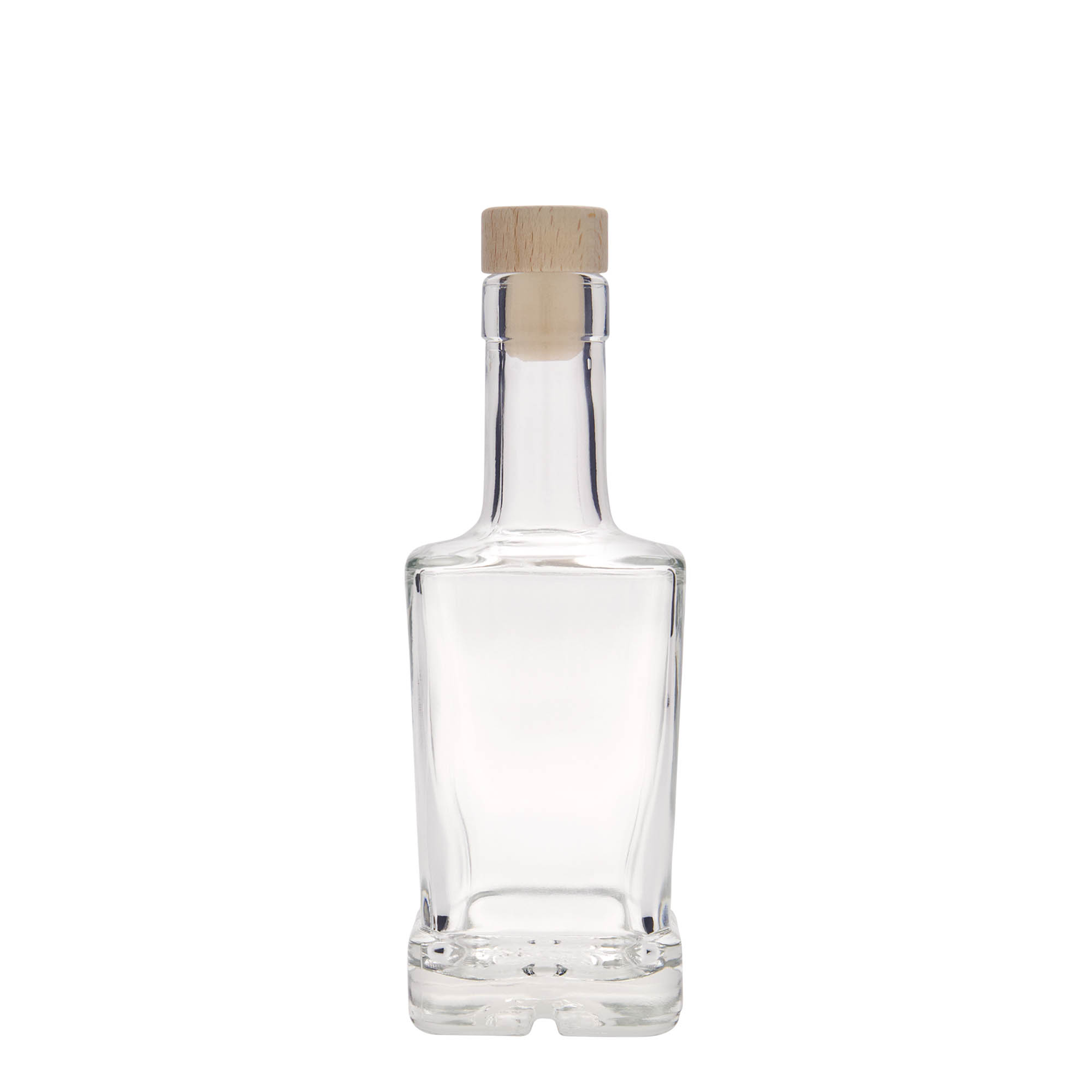 Bouteille en verre 250 ml 'Rene', carrée, ouverture : bouchon en liège