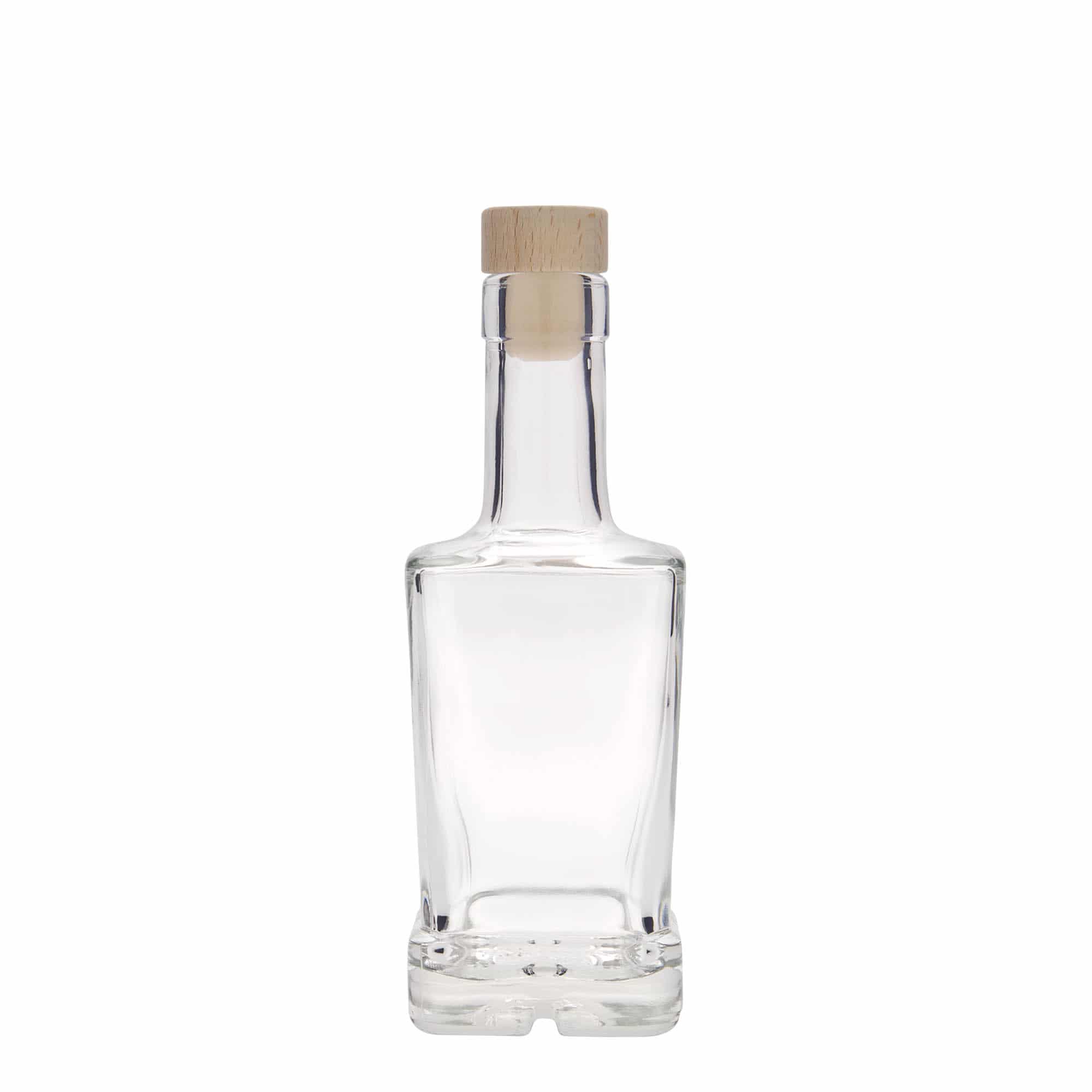 Bouteille en verre 250 ml 'Rene', carrée, ouverture : bouchon en liège
