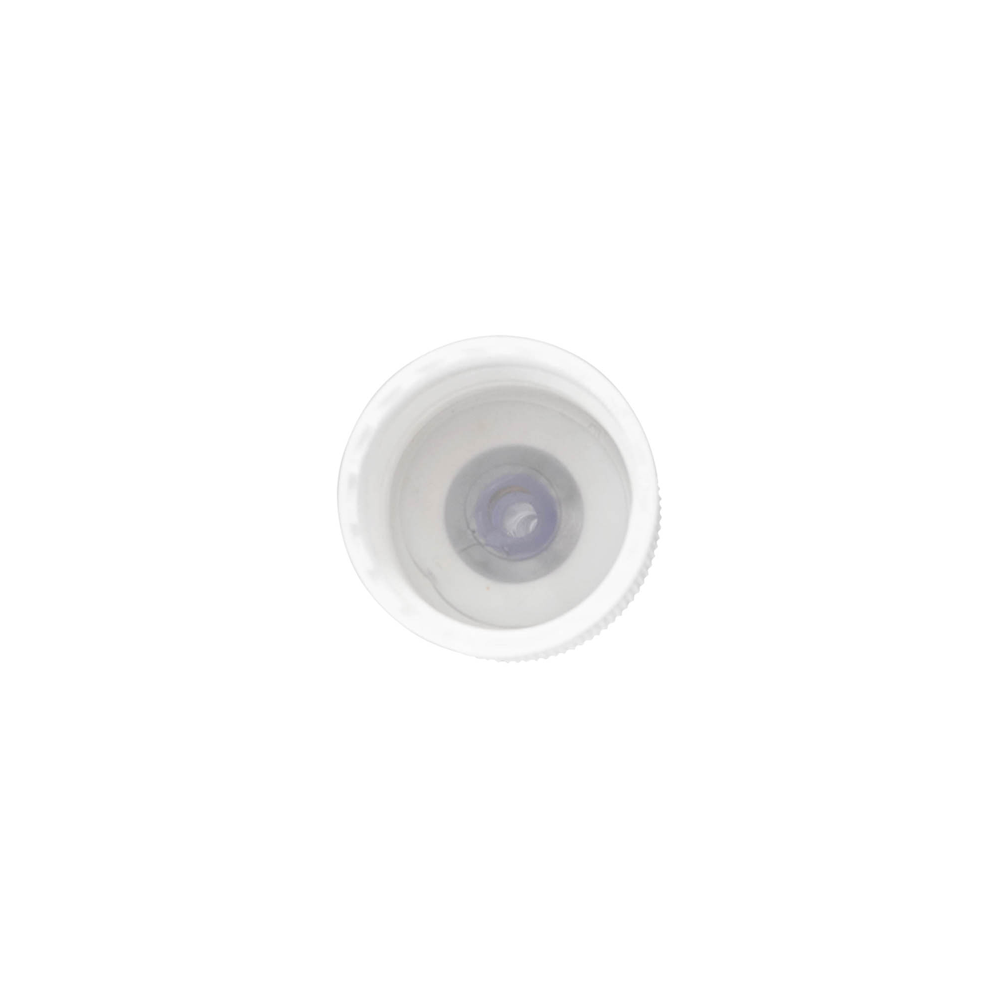 Bouchon à vis avec applicateur, plastique PP, blanc, pour embout : 24/410