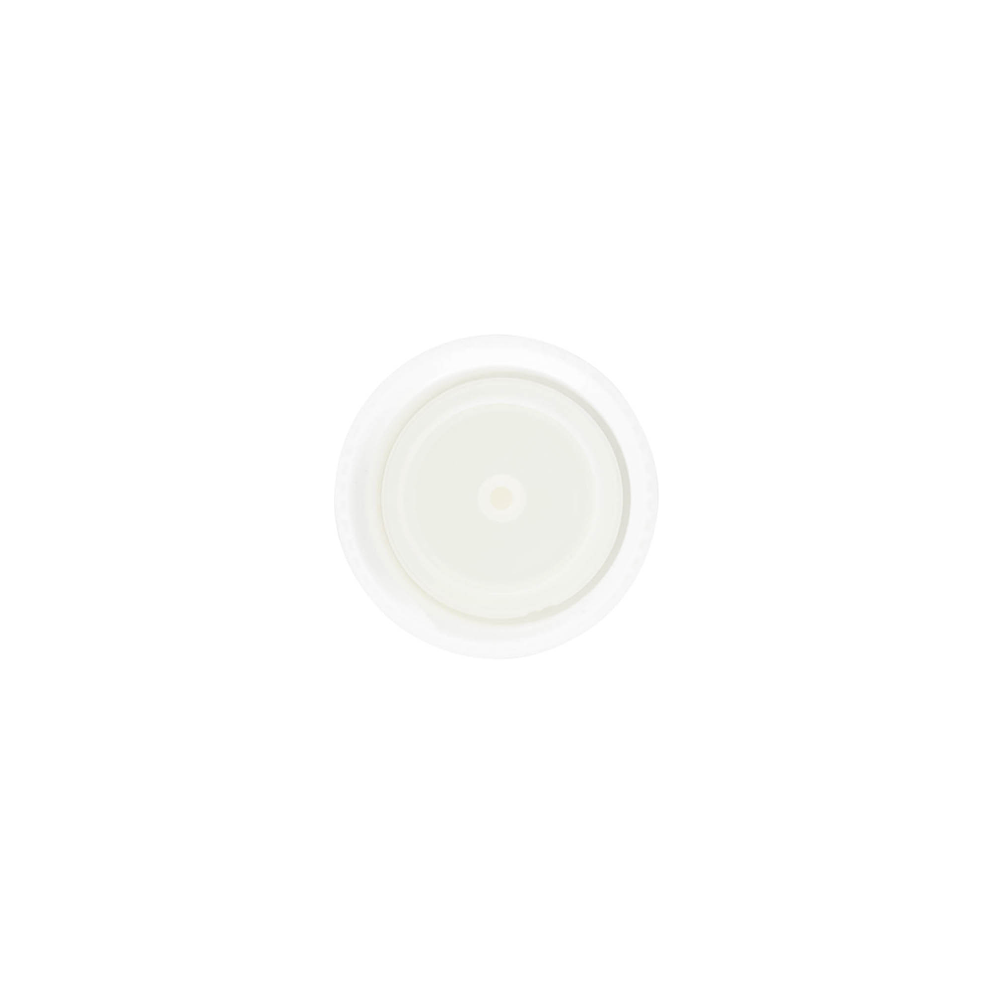 Bouchon à vis avec insert de seringue, plastique PP, blanc, pour ouverture : 24/410