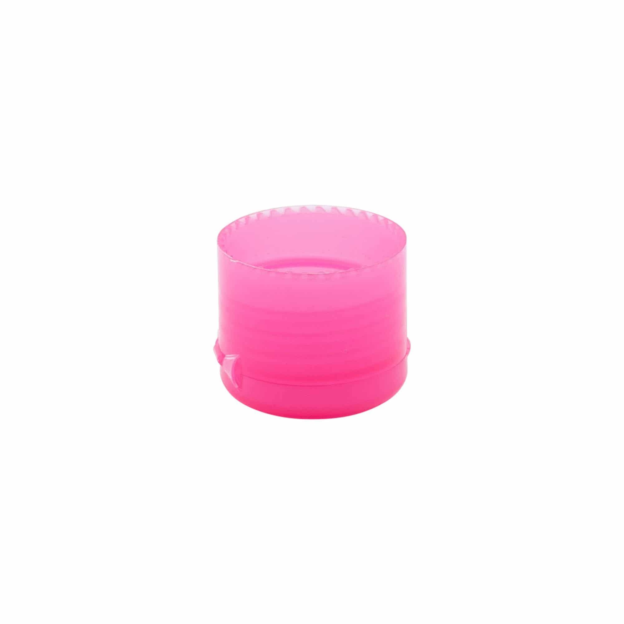 Bouchon à vis avec charnière rabattable, plastique PP, rose, pour ouverture : 24/410