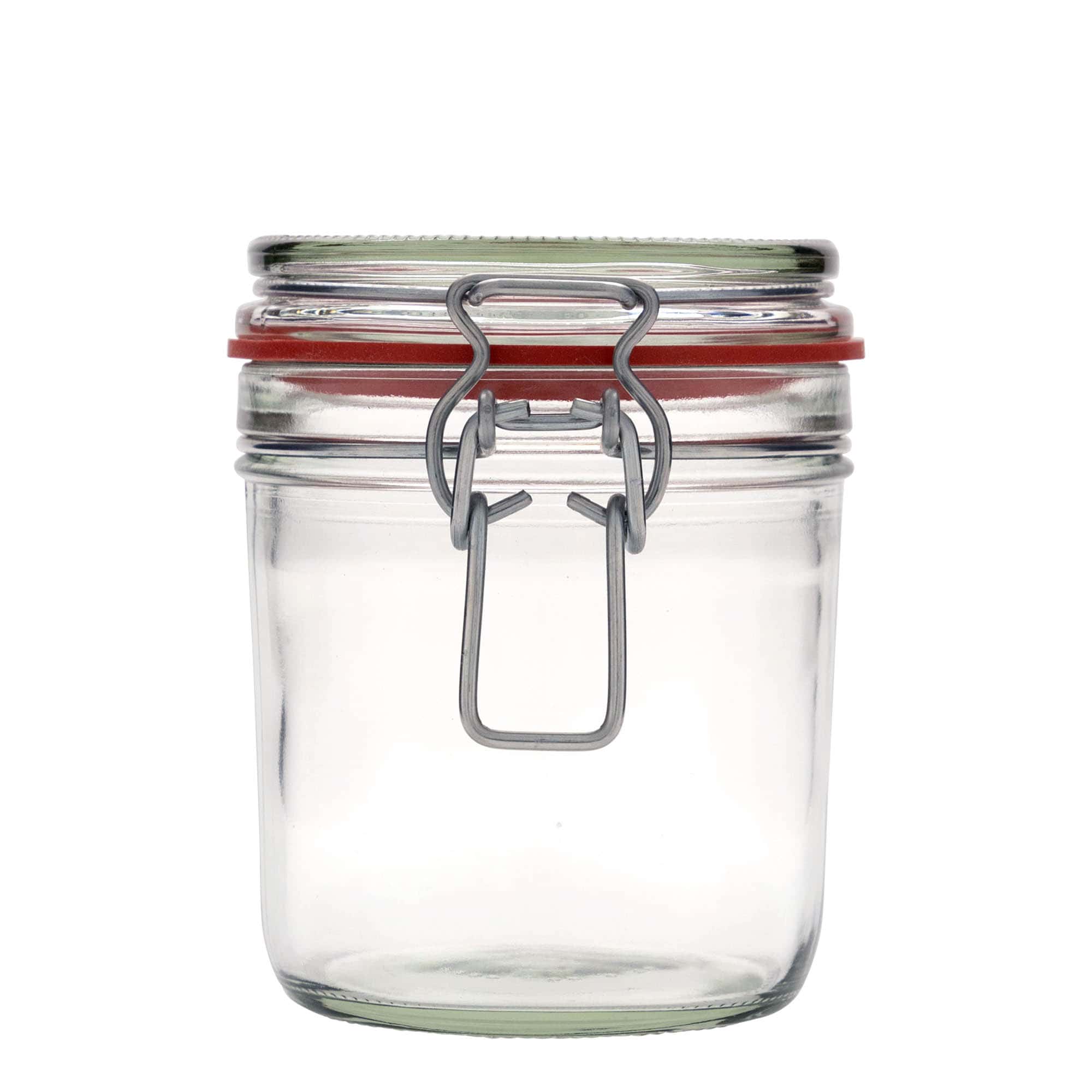 Pot en verre de 530 ml avec fermeture à levier, ouverture : fermeture à levier métallique