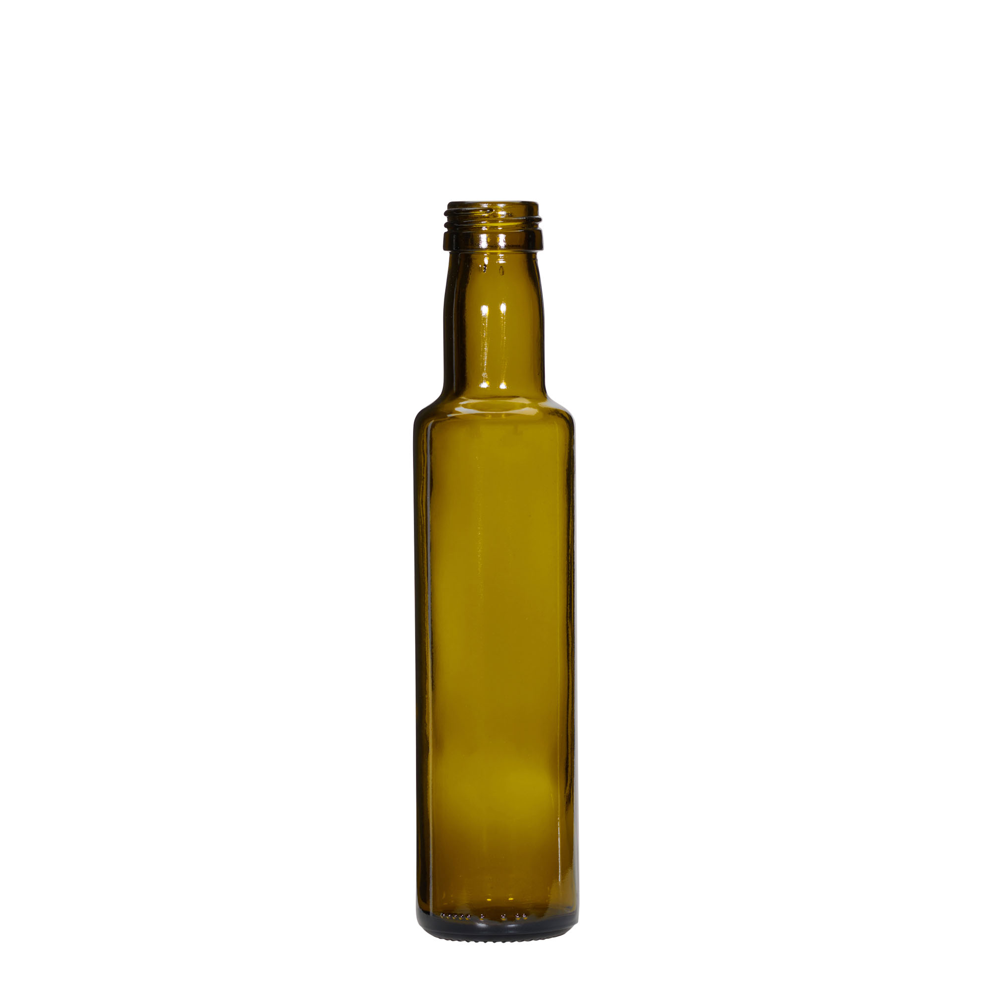 Bouteille en verre 250 ml 'Dorica', vert antique, ouverture : PP 31,5 Bouteille en verre 250 ml 'Dorica', vert antique, ouverture : PP 31,5