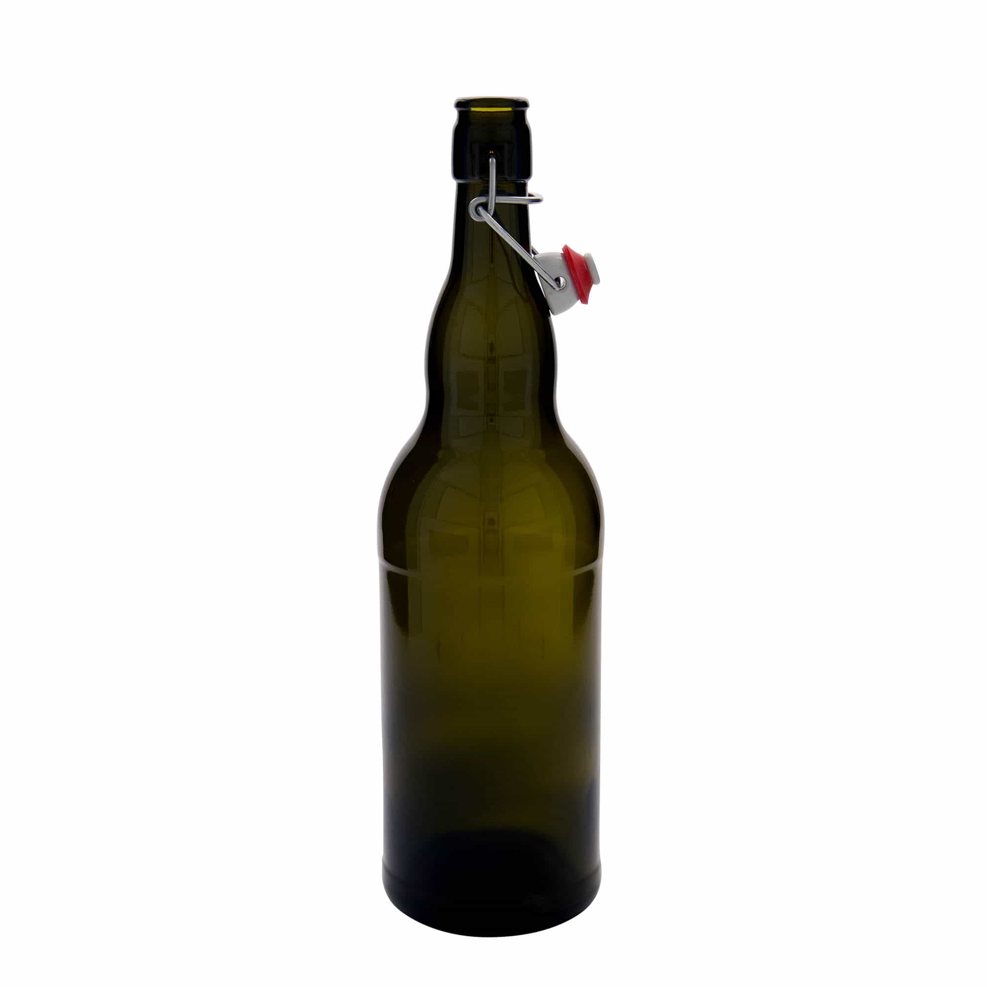 Bouteille de bière 1 000 ml Belgique, verre, vert antique, ouverture : fermeture à levier