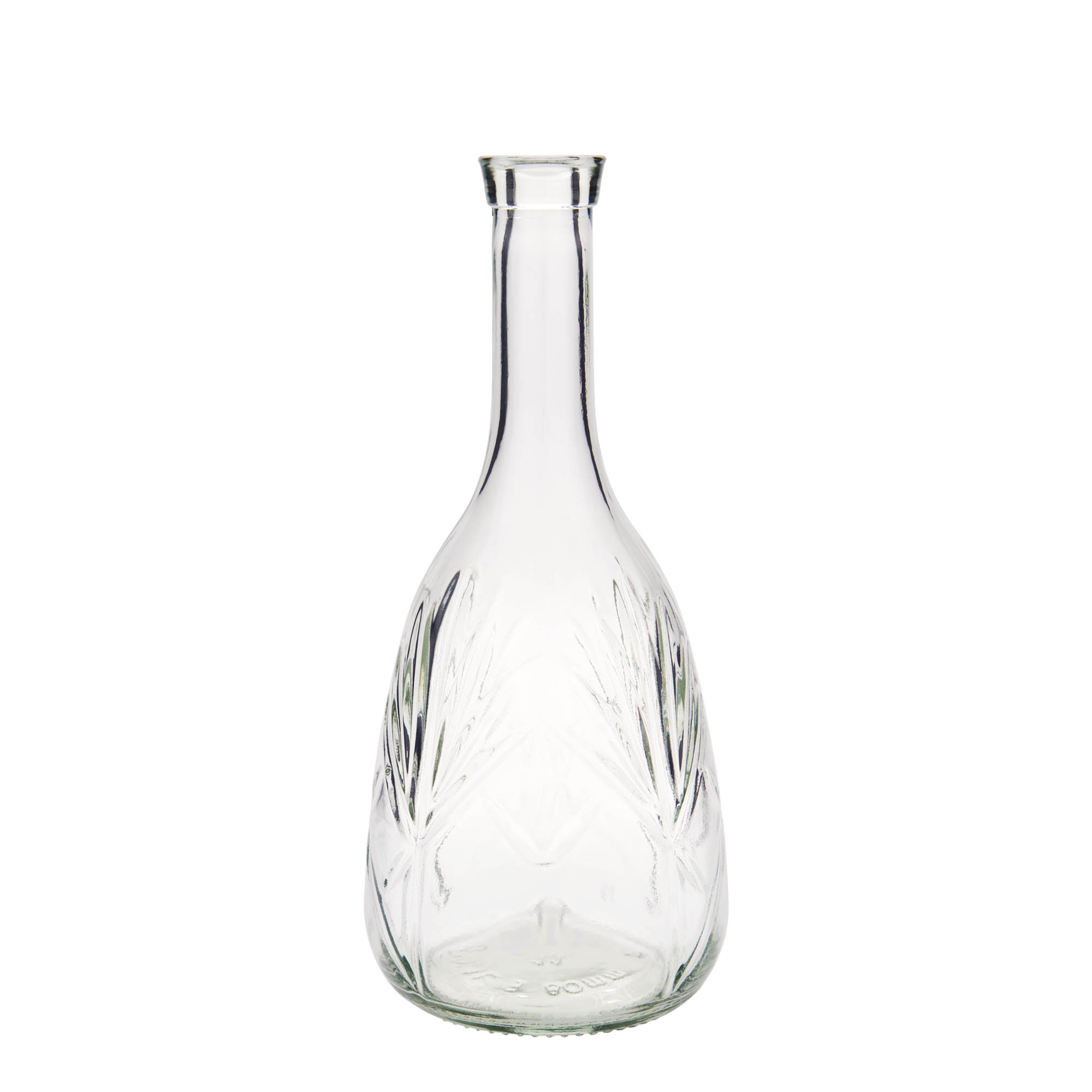 Bouteille en verre 1 000 ml 'Reliefa', ouverture : bouchon en liège Bouteille en verre 1 000 ml 'Reliefa', ouverture : bouchon en liège