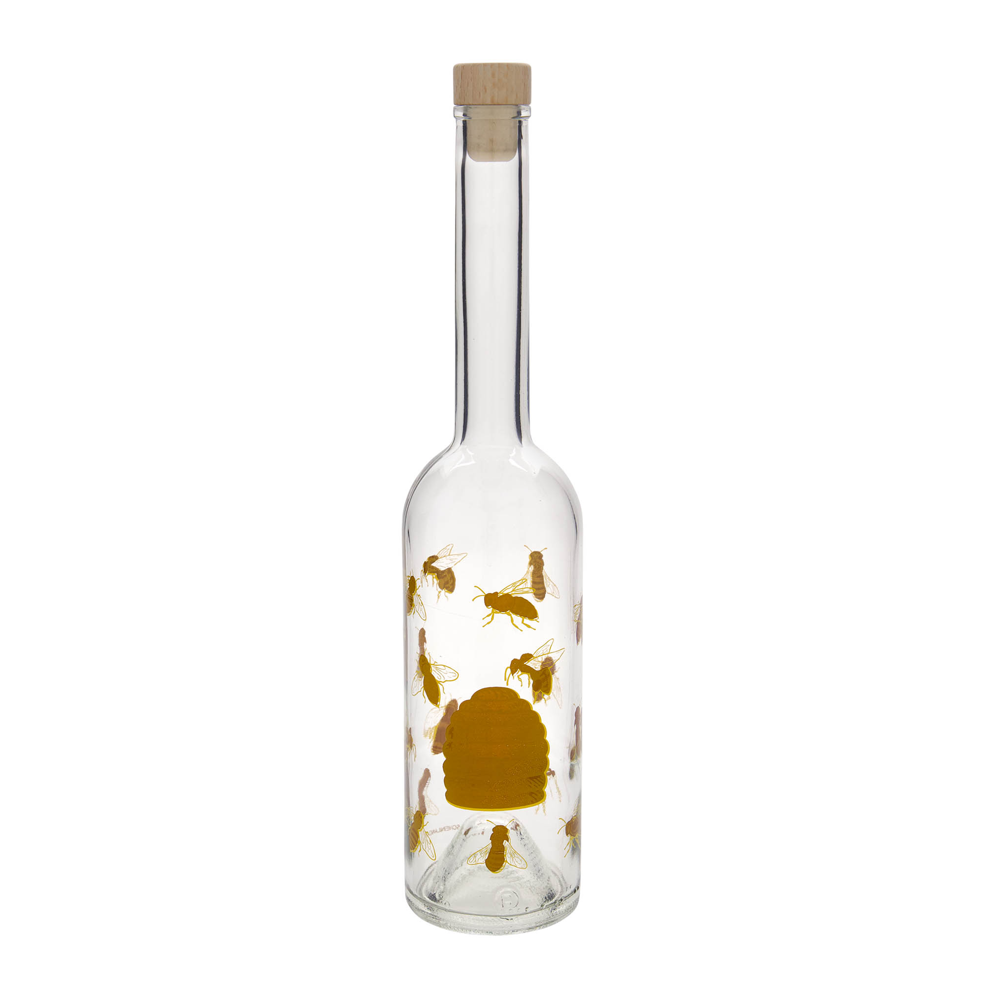 Bouteille en verre 500 ml « Opera », motif : abeilles, ouverture : bouchon en liège Bouteille en verre 500 ml « Opera », motif : abeilles, ouverture : bouchon en liège