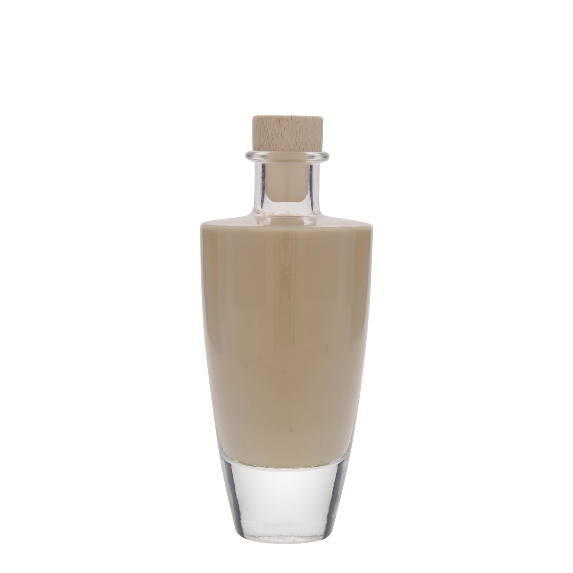 Flacon en verre 200 ml 'Vanessa', ovale, ouverture : bouchon en liège Flacon en verre 200 ml 'Vanessa', ovale, ouverture : bouchon en liège