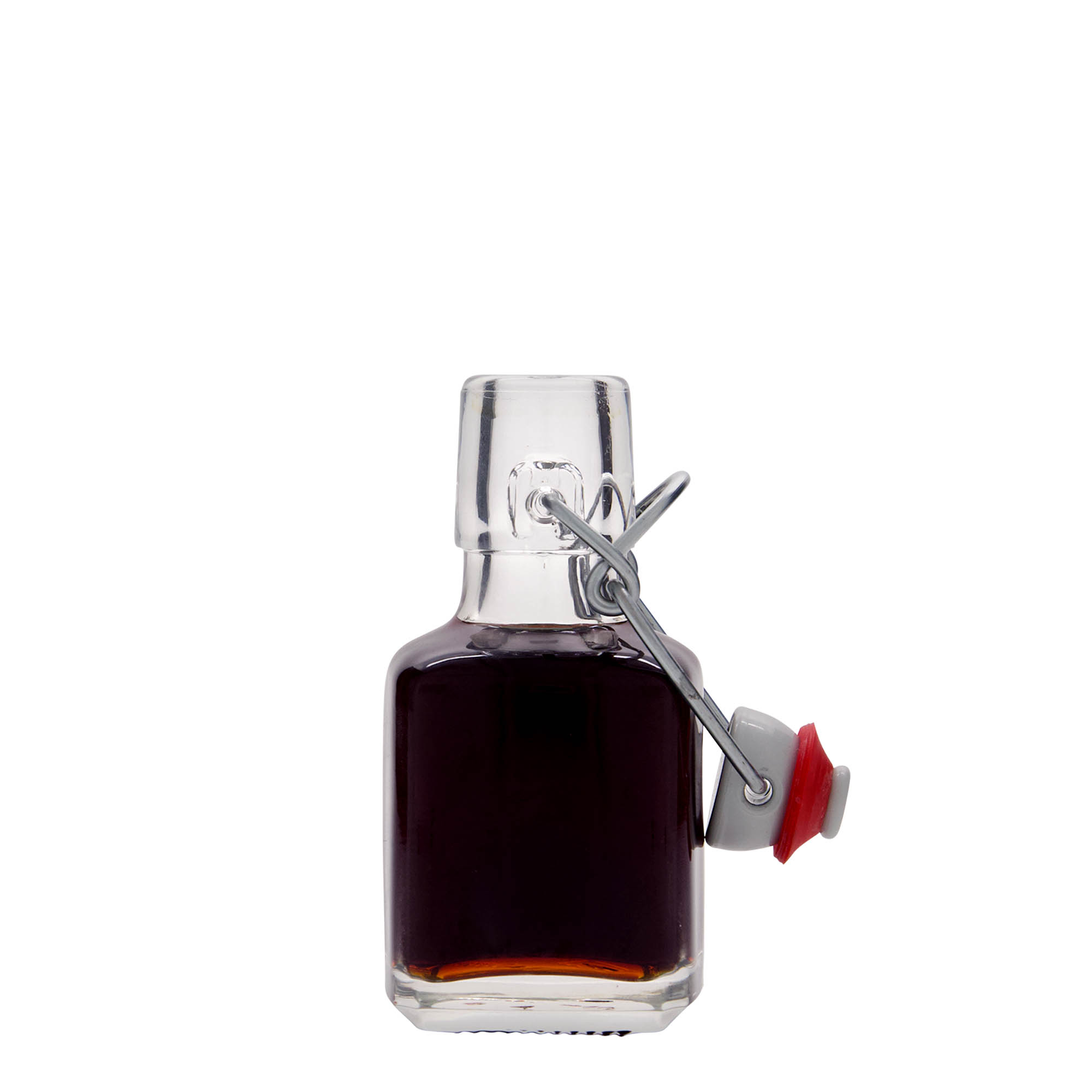 Flacon en verre 100 ml « Kubica », carré, ouverture : fermeture à bascule