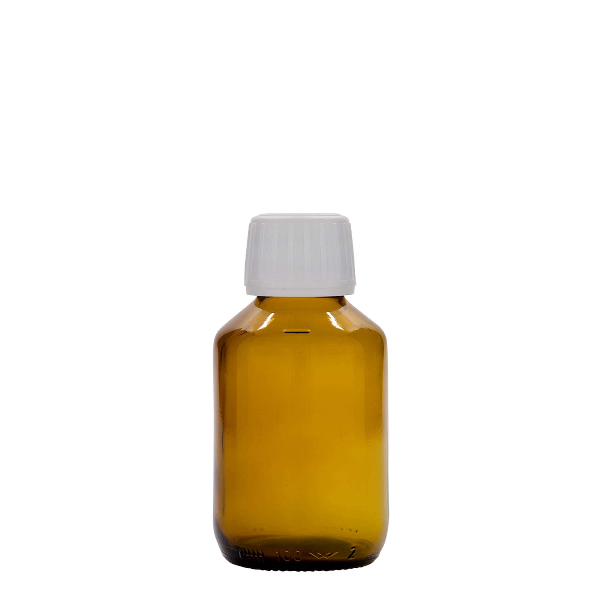 Flacon médical 100 ml, brun, verre, ouverture : PP 28