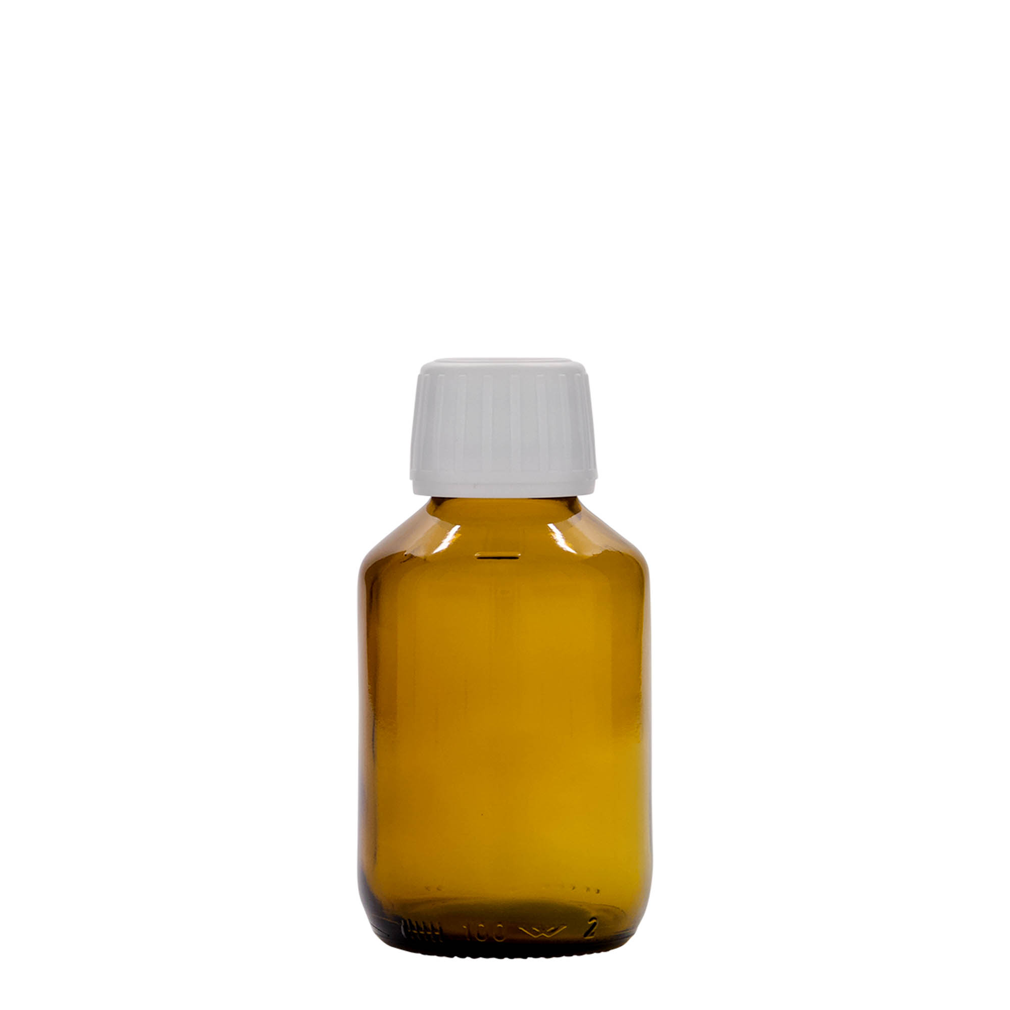 Flacon médical 100 ml, brun, verre, ouverture : PP 28 Flacon médical 100 ml, brun, verre, ouverture : PP 28