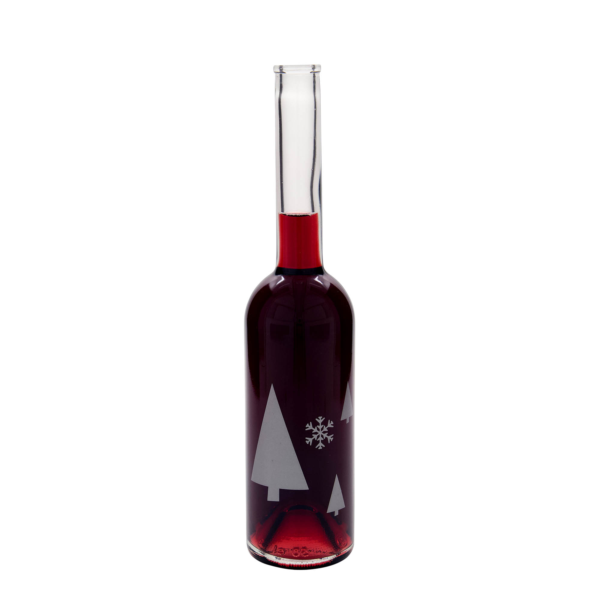 Bouteille en verre 500 ml 'Opera', motif : flocons de neige, ouverture : liège
