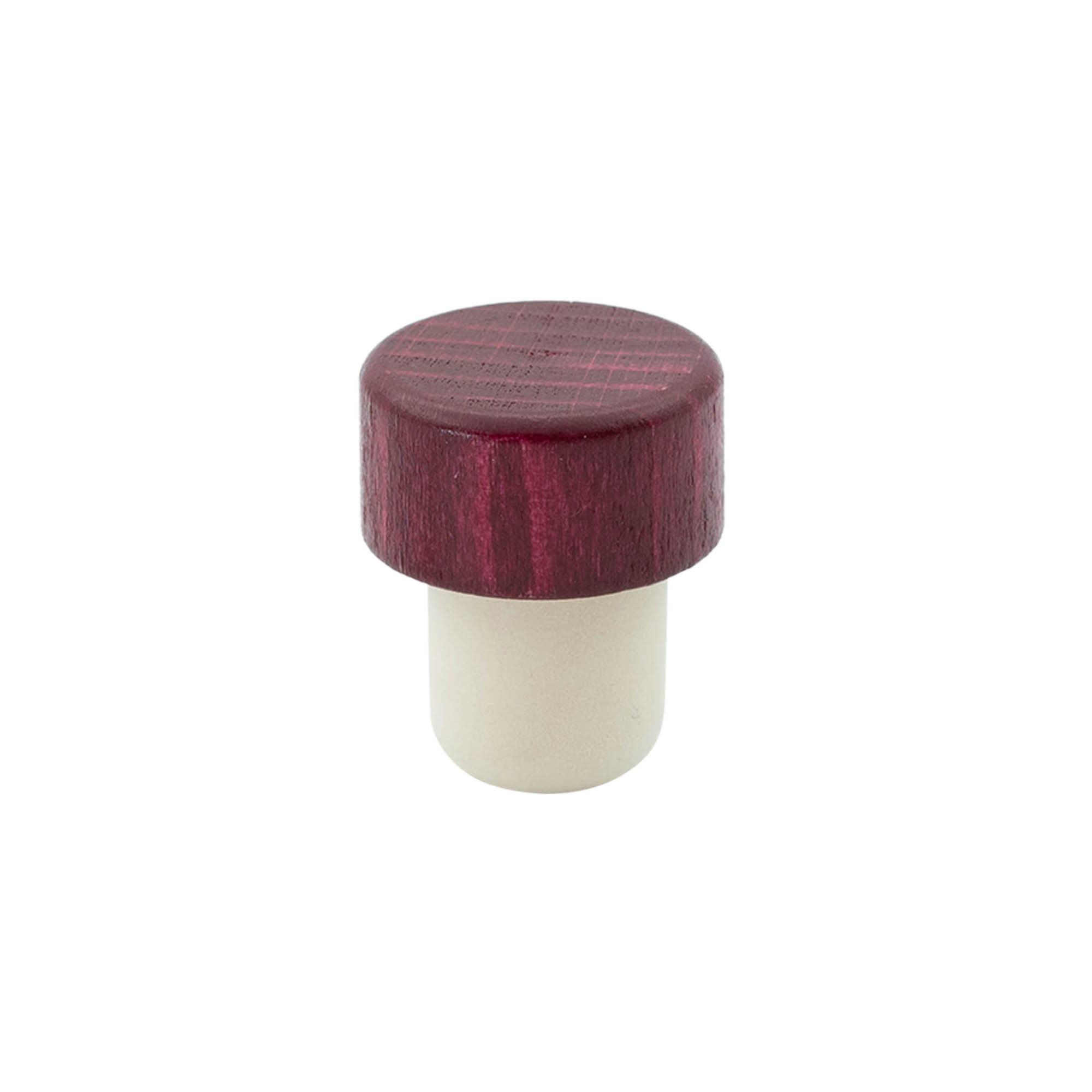 Bouchon à poignée 19 mm, bois/plastique, bordeaux, pour embouchure : liège Bouchon à poignée 19 mm, bois/plastique, bordeaux, pour embouchure : liège