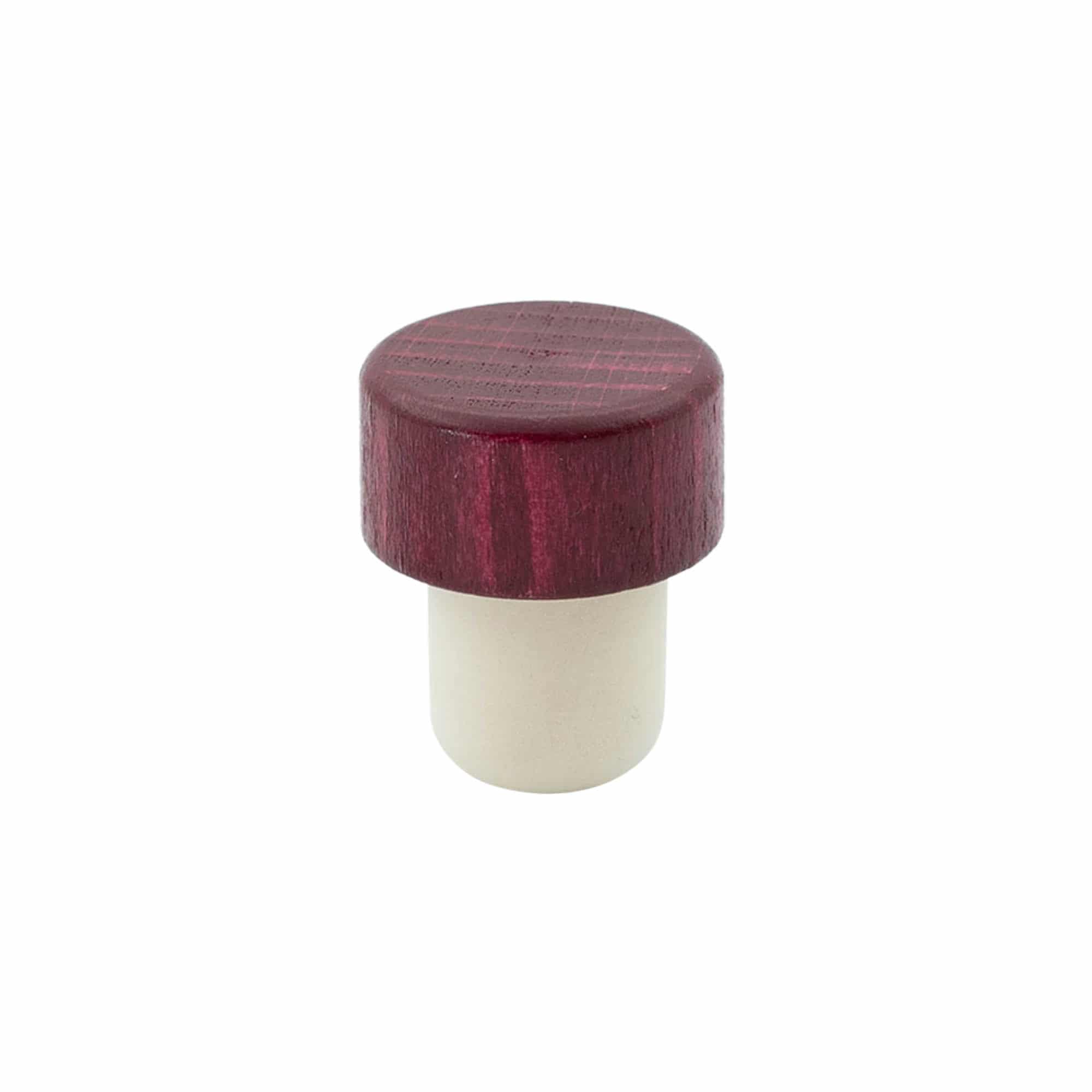 Bouchon à poignée 19 mm, bois/plastique, bordeaux, pour embouchure : liège