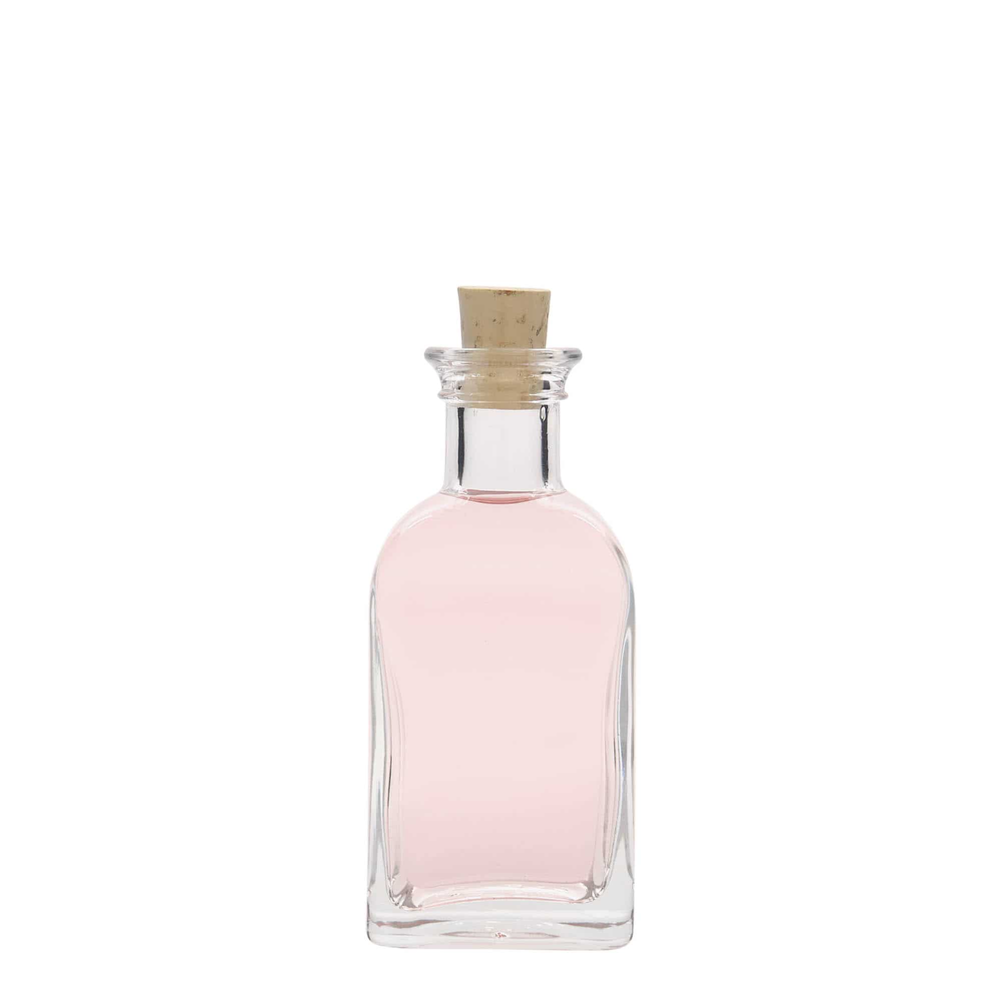 Bouteille en verre apothicaire 'Carré', carrée 100 ml, bouchage: bouchon