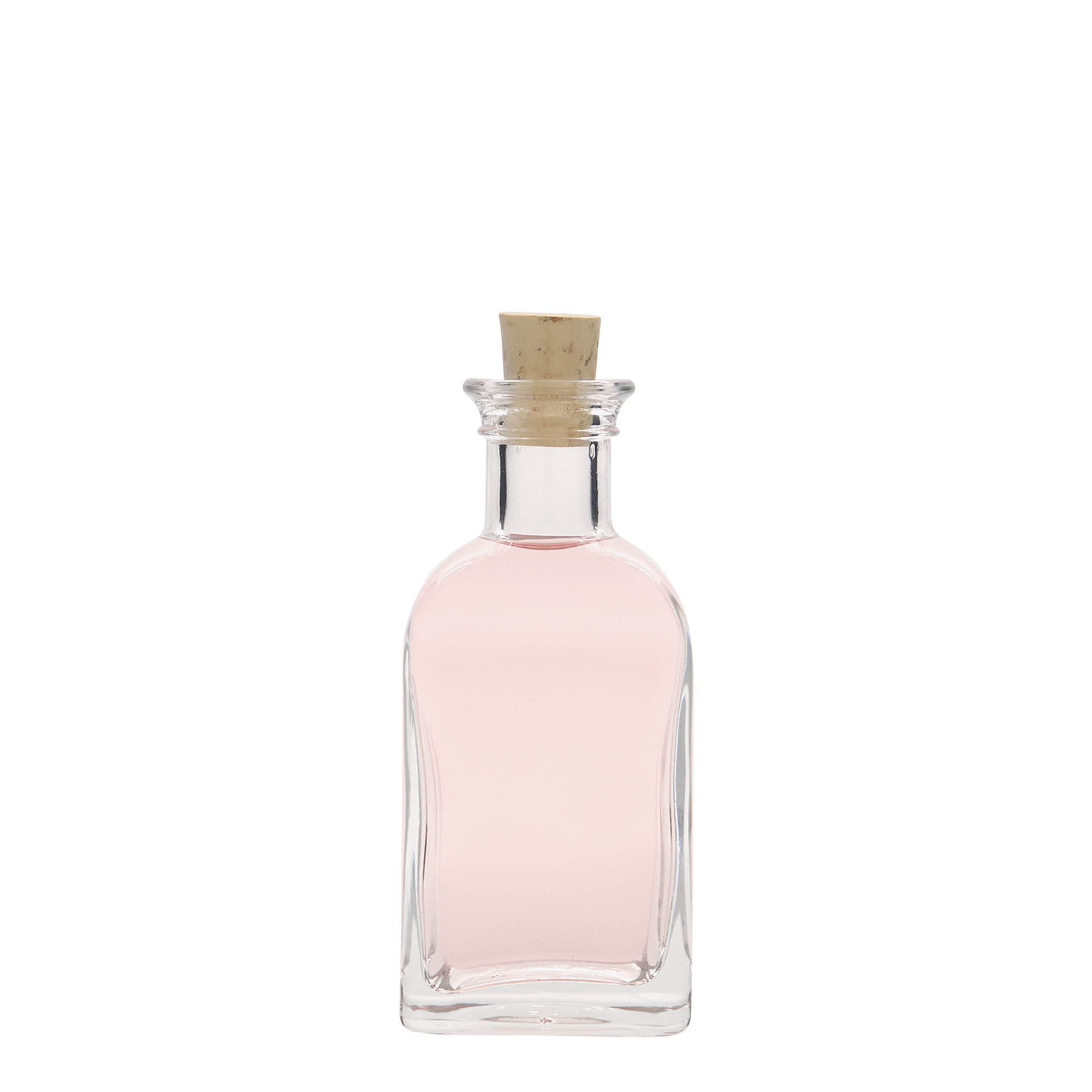 Flacon en verre 100 ml Apotheker Carré, carré, ouverture : bouchon en liège