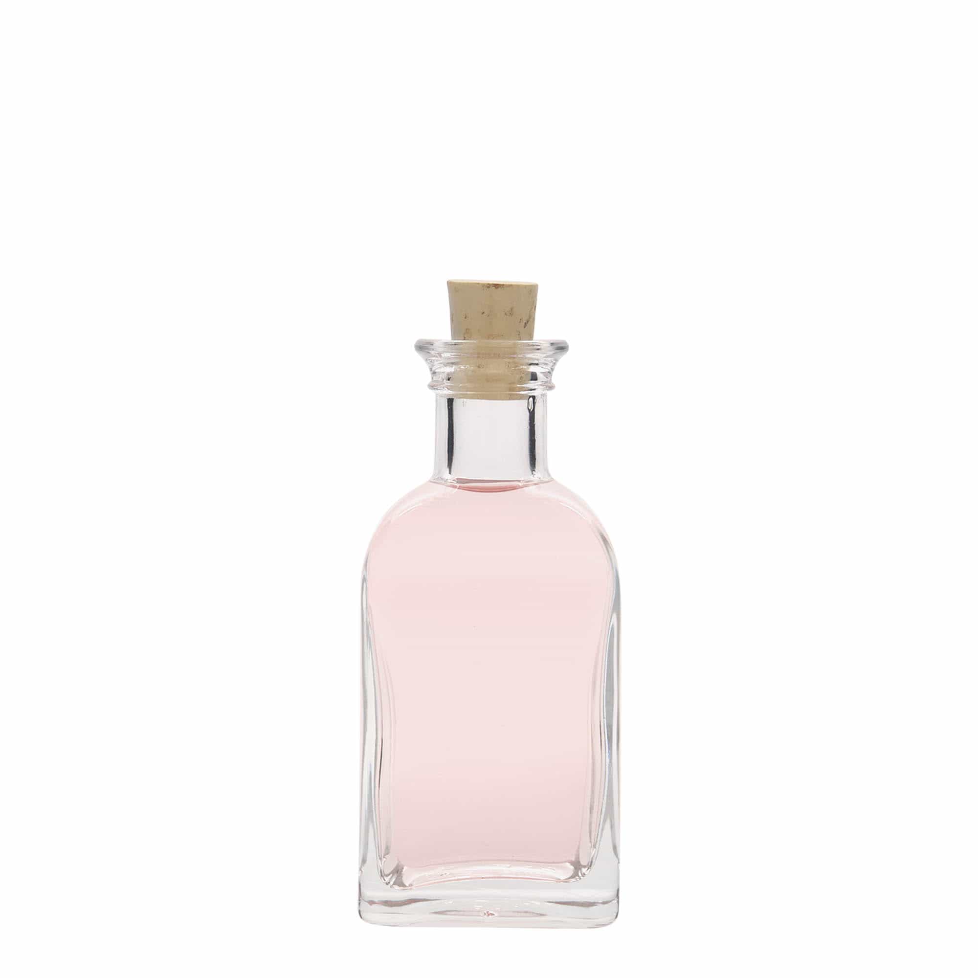 Flacon en verre 100 ml Apotheker Carré, carré, ouverture : bouchon en liège