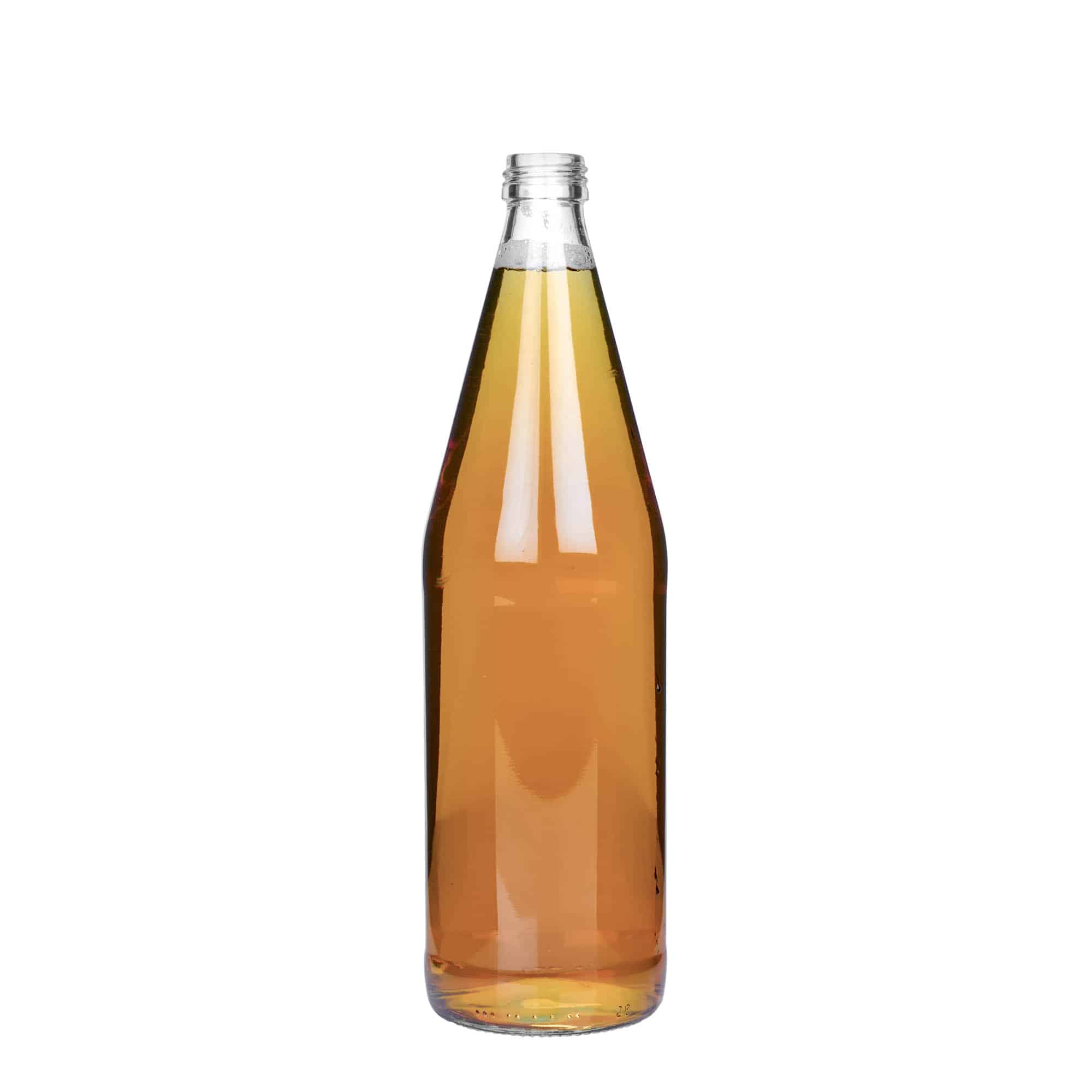 Flacon universel 750 ml en forme de carotte, verre, ouverture : PP 28 Flacon universel 750 ml en forme de carotte, verre, ouverture : PP 28