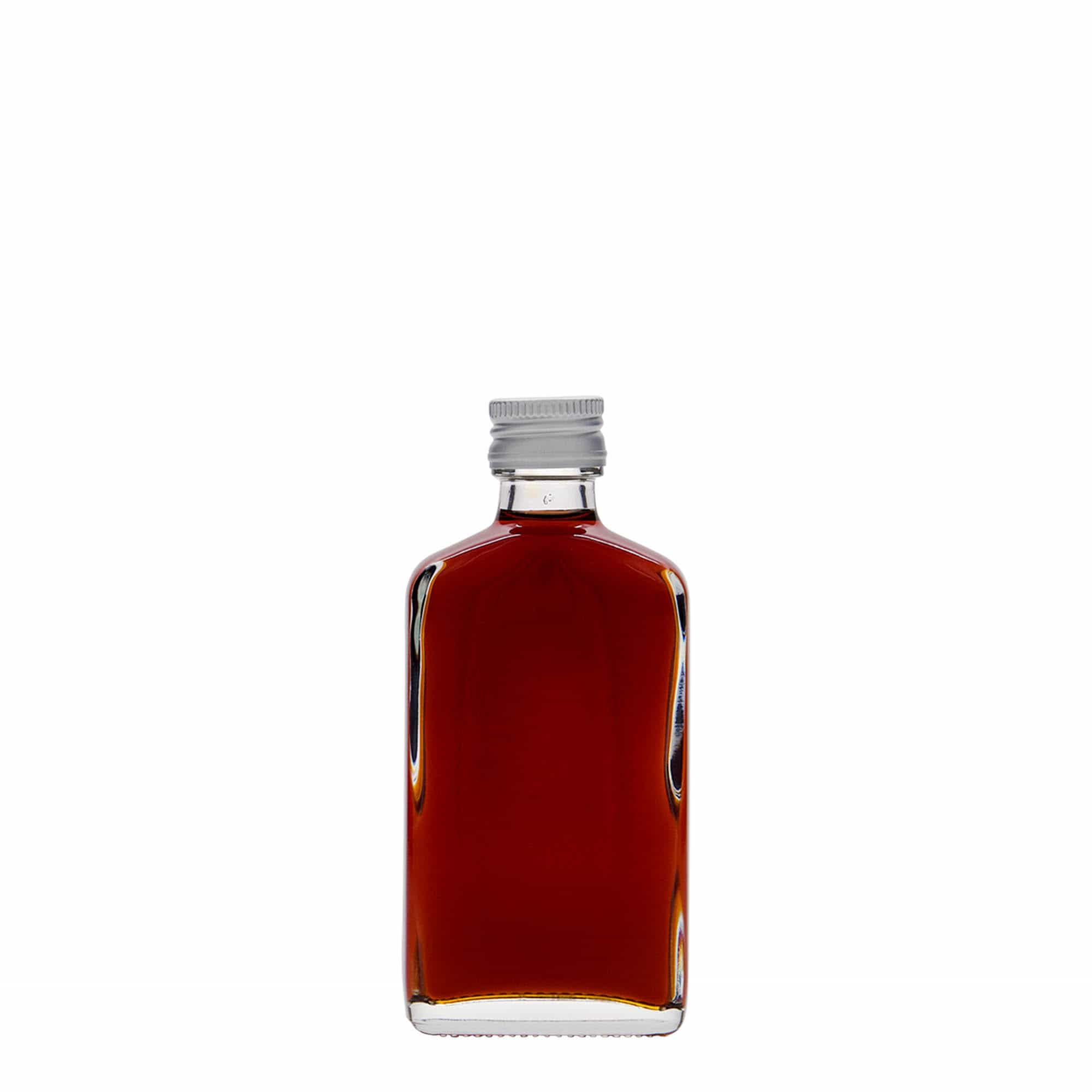 Flacon de poche 50 ml, rectangulaire, verre, embouchure : PP 18 Flacon de poche 50 ml, rectangulaire, verre, embouchure : PP 18