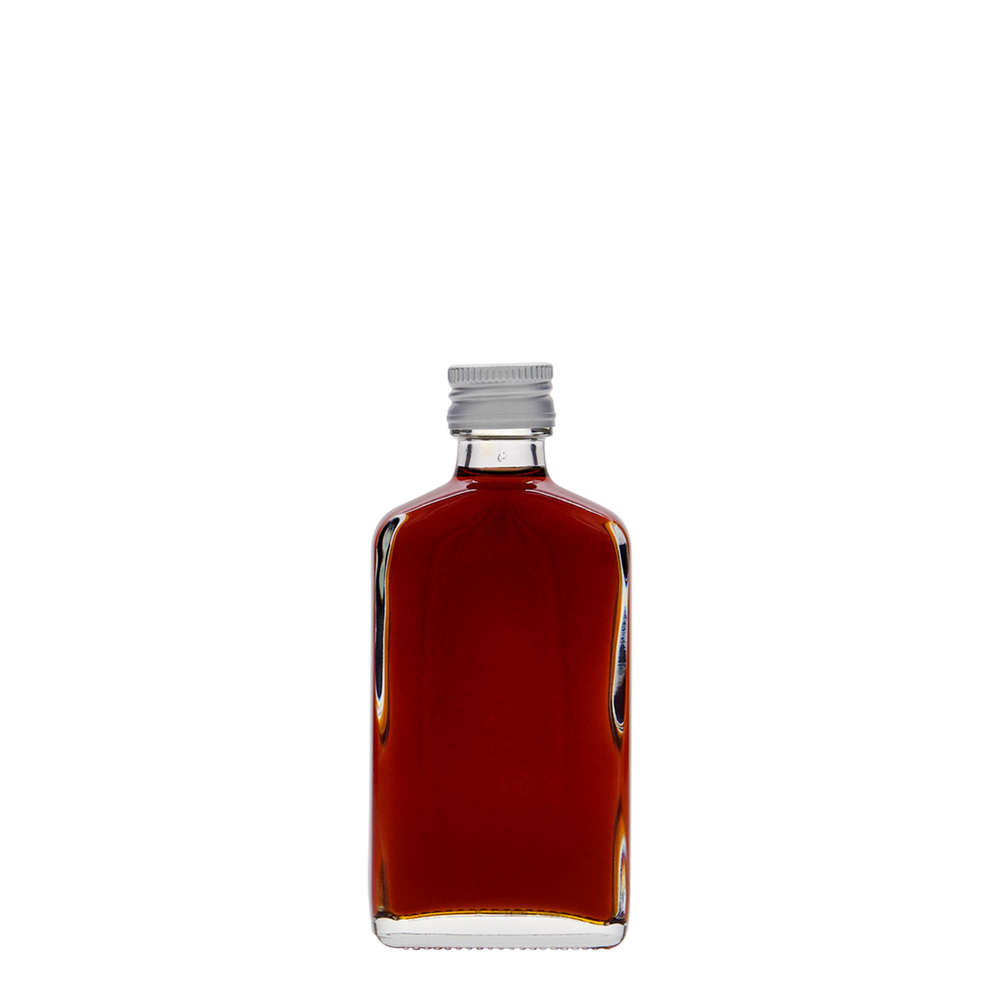 Flacon de poche 50 ml, rectangulaire, verre, embouchure : PP 18 Flacon de poche 50 ml, rectangulaire, verre, embouchure : PP 18