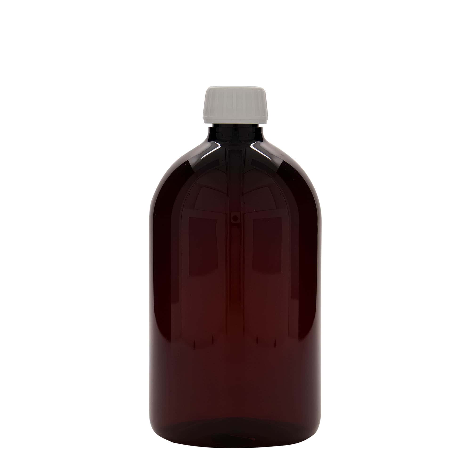 1 000 ml flacon médical en PET, brun, plastique, ouverture : PP 28
