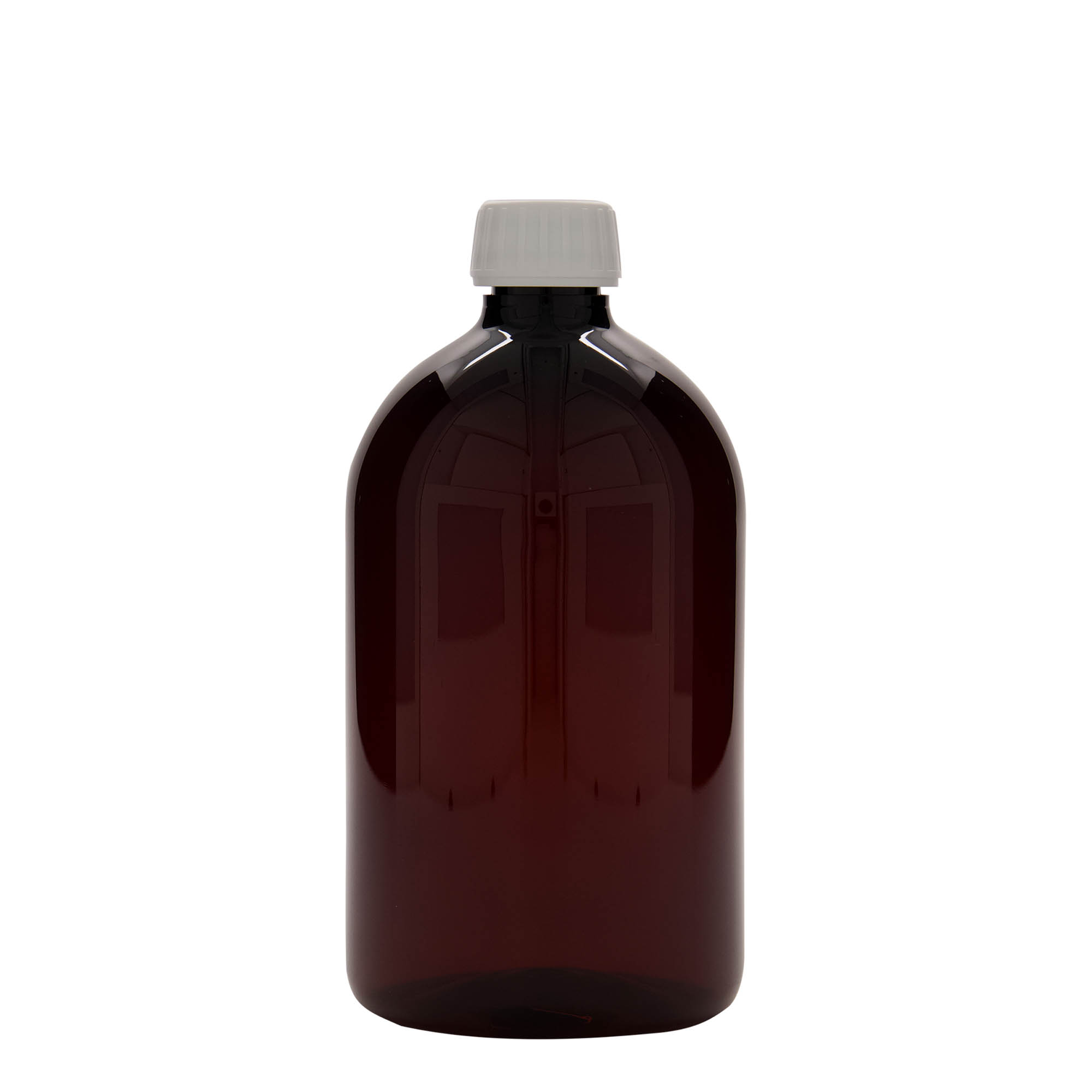 1 000 ml flacon médical en PET, brun, plastique, ouverture : PP 28