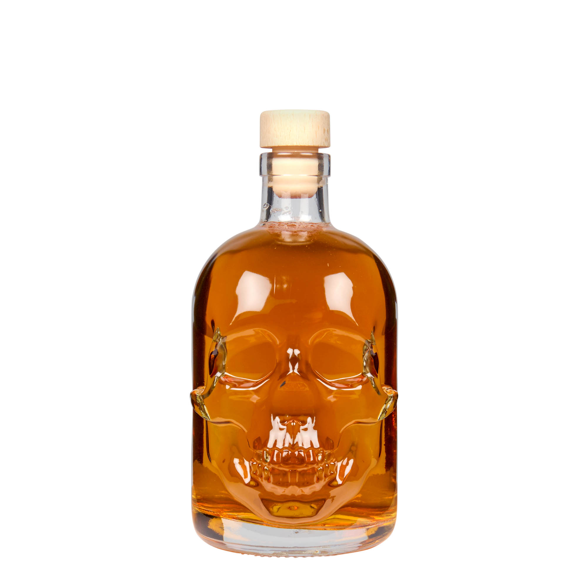 Bouteille en verre de 500 ml « Tête de mort », ouverture : bouchon en liège Bouteille en verre de 500 ml « Tête de mort », ouverture : bouchon en liège