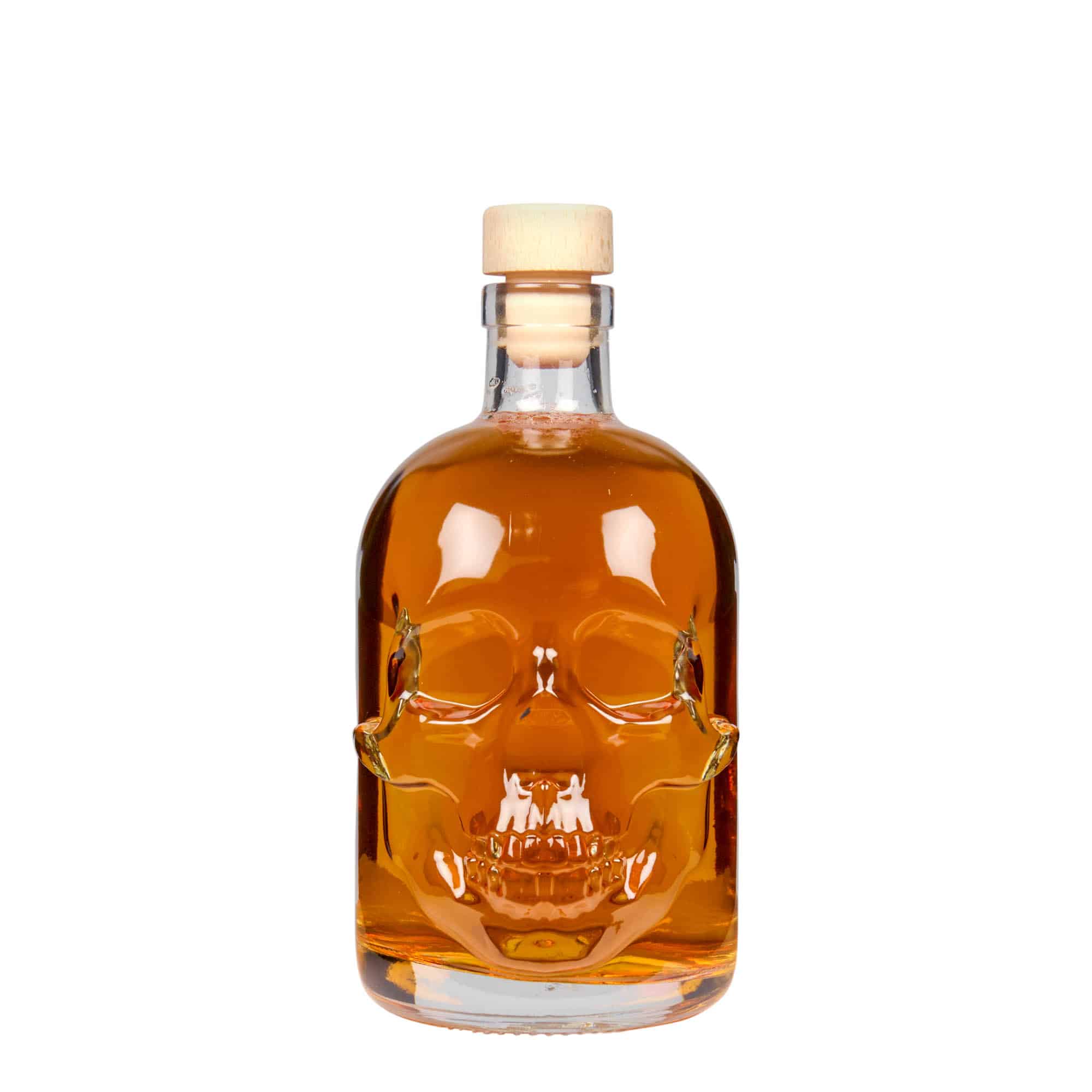 Bouteille en verre de 500 ml « Tête de mort », ouverture : bouchon en liège