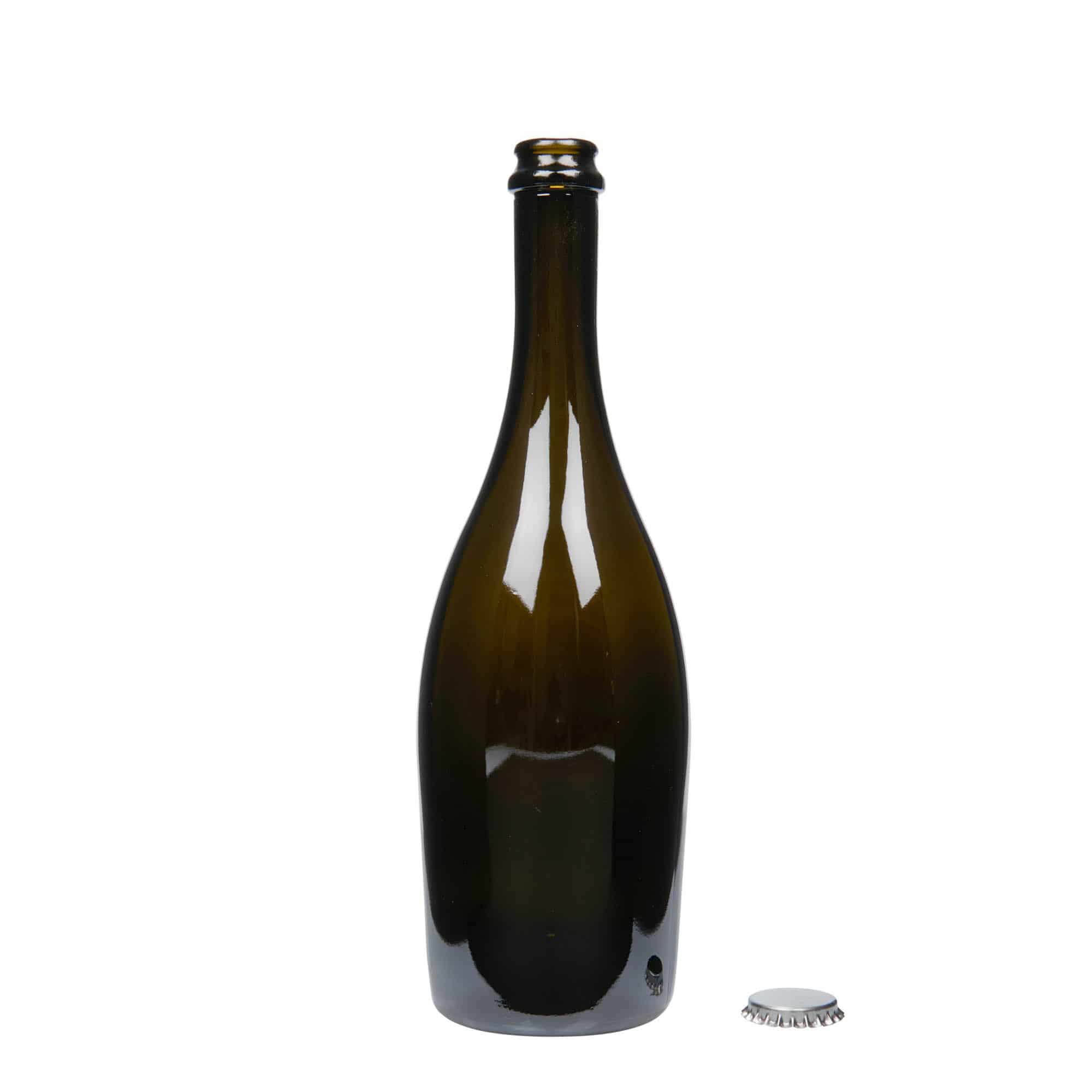 Bouteille de Champagne 750 ml 'Carmen', verre, vert antique, bouchage: capsules couronnes
