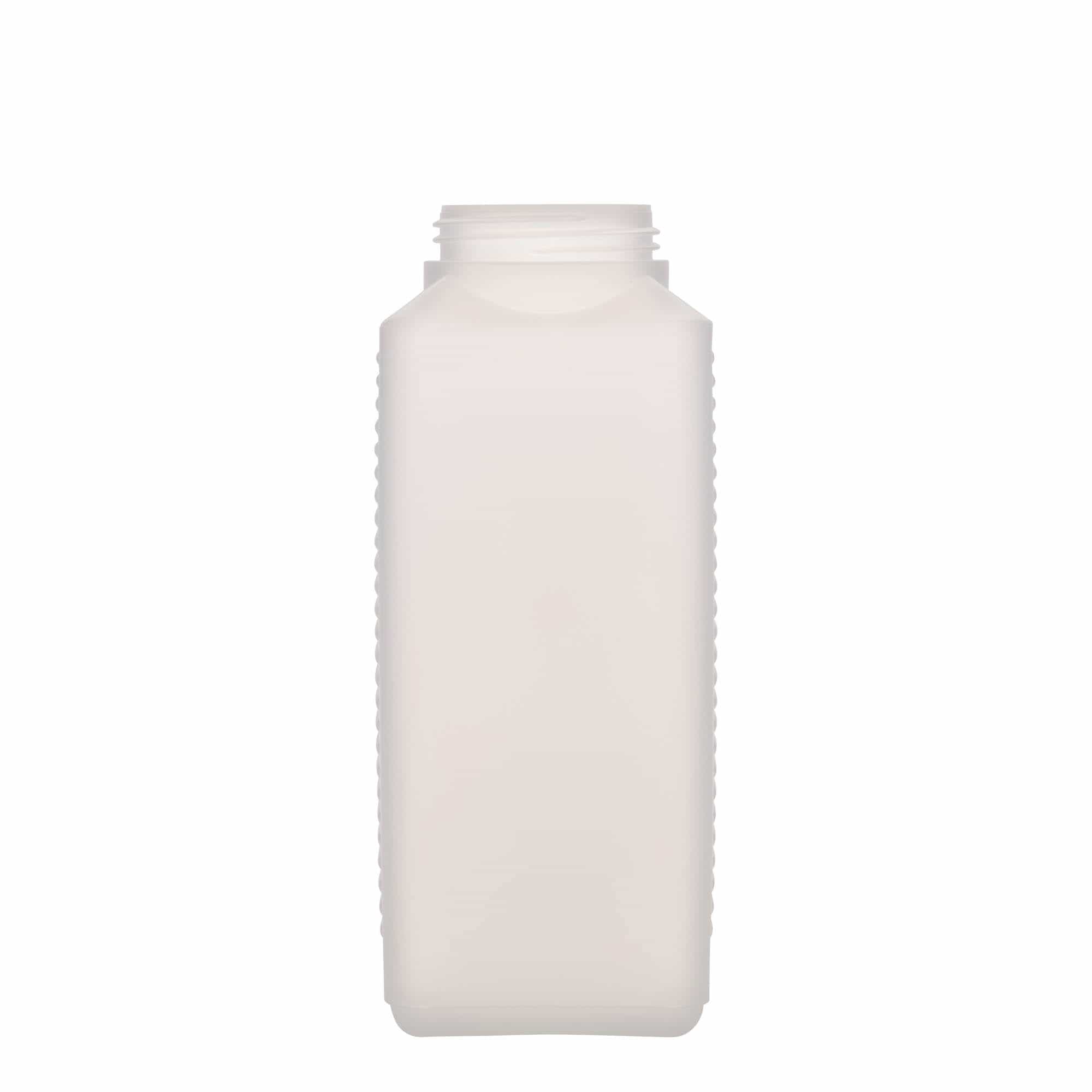 Bouteille à col large 1 000 ml, rectangulaire, plastique PEHD, nature, bouchage: DIN 60 EPE