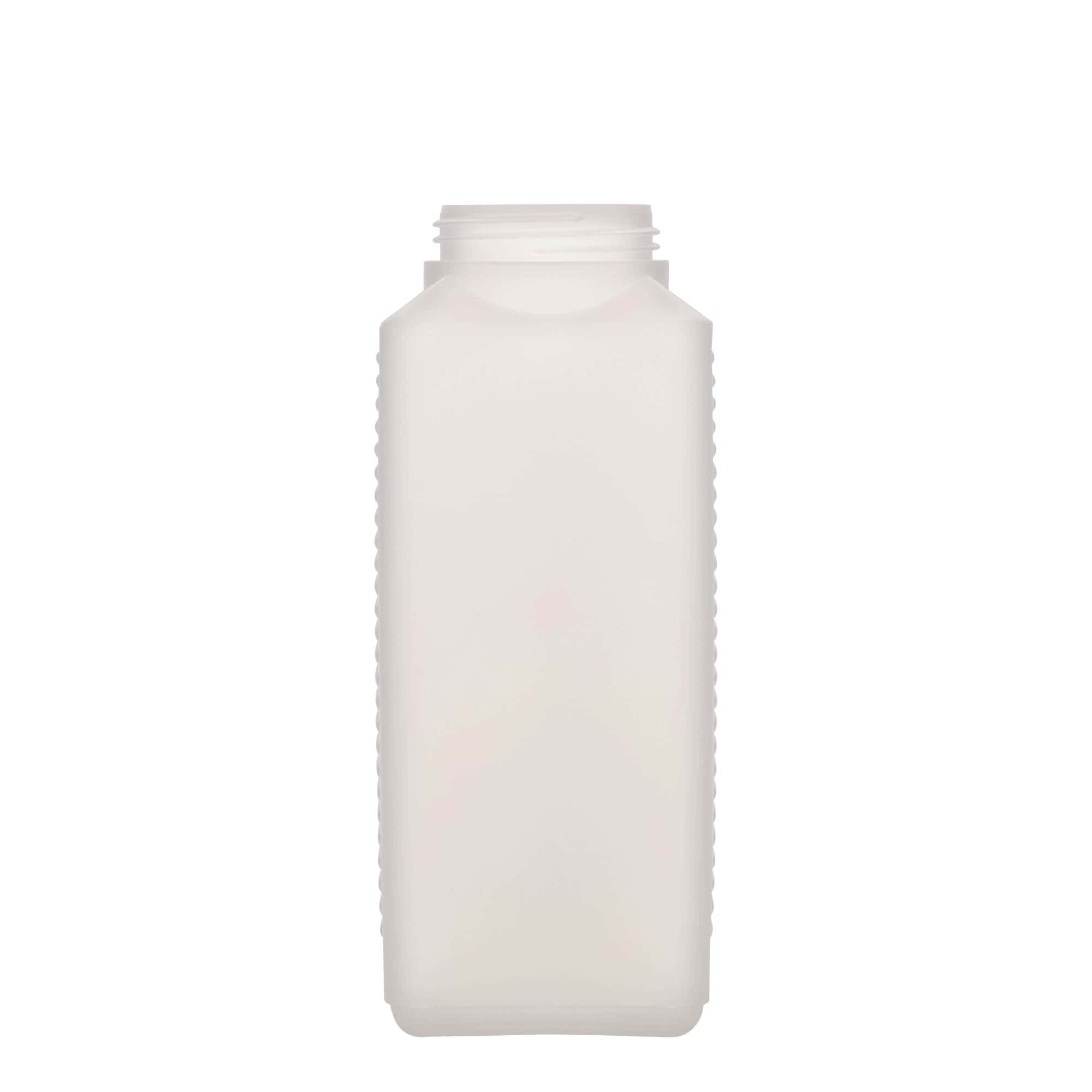 1.000 ml bouteille à large col, rectangulaire, plastique HDPE, naturel, ouverture : DIN 60 EPE