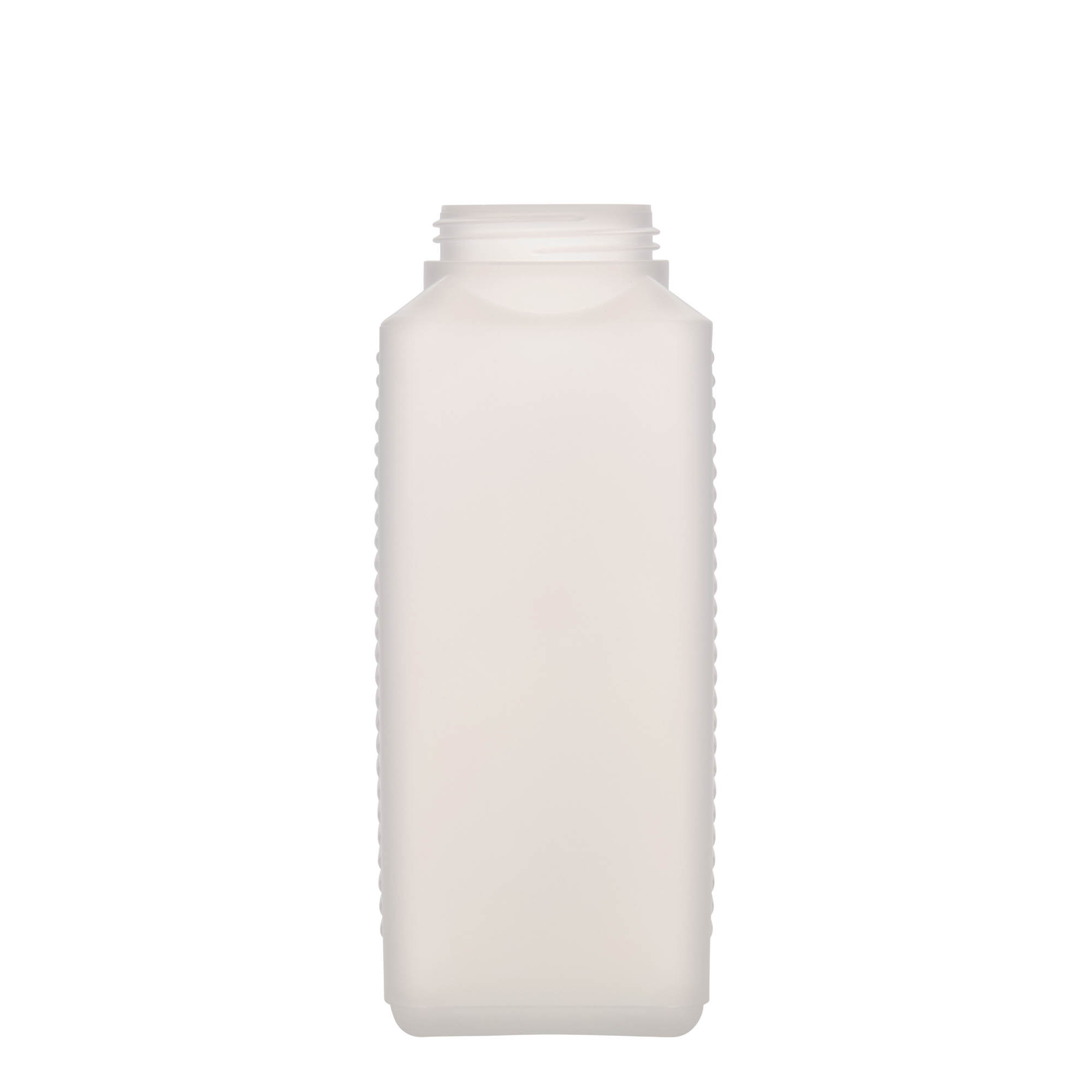 1.000 ml bouteille à large col, rectangulaire, plastique HDPE, naturel, ouverture : DIN 60 EPE
