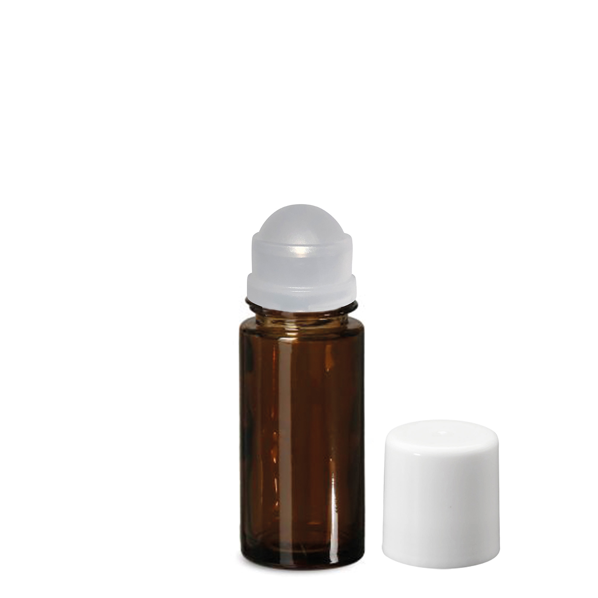 Flacon roll-on 50 ml, verre, brun, ouverture : bouchon à vis Flacon roll-on 50 ml, verre, brun, ouverture : bouchon à vis
