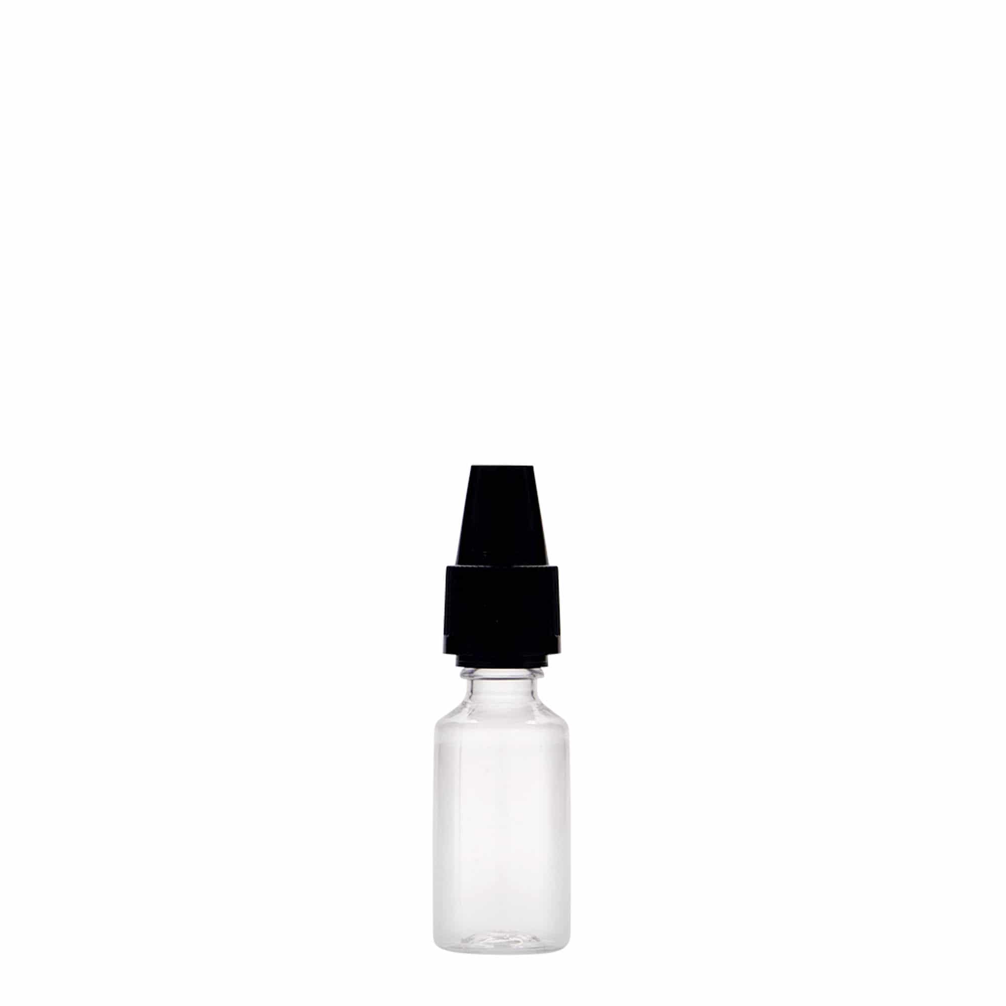 Flacon PET 10 ml « E-Liquid » avec sécurité qualité et enfant, plastique, ouverture : bouchon à vis