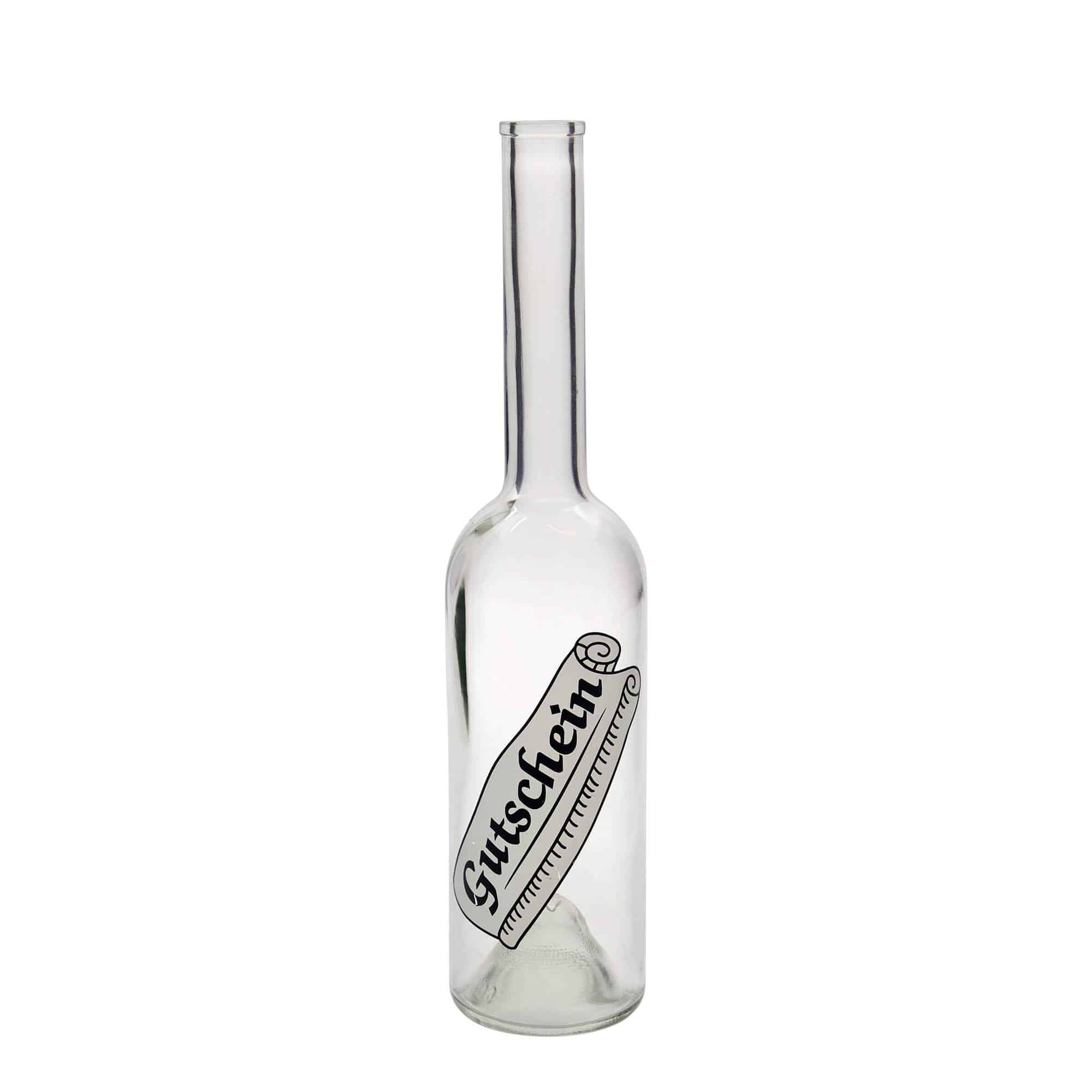 Bouteille en verre 500 ml 'Opera', motif : bon-cadeau, bouchage: bouchon Bouteille en verre 500 ml 'Opera', motif : bon-cadeau, bouchage: bouchon