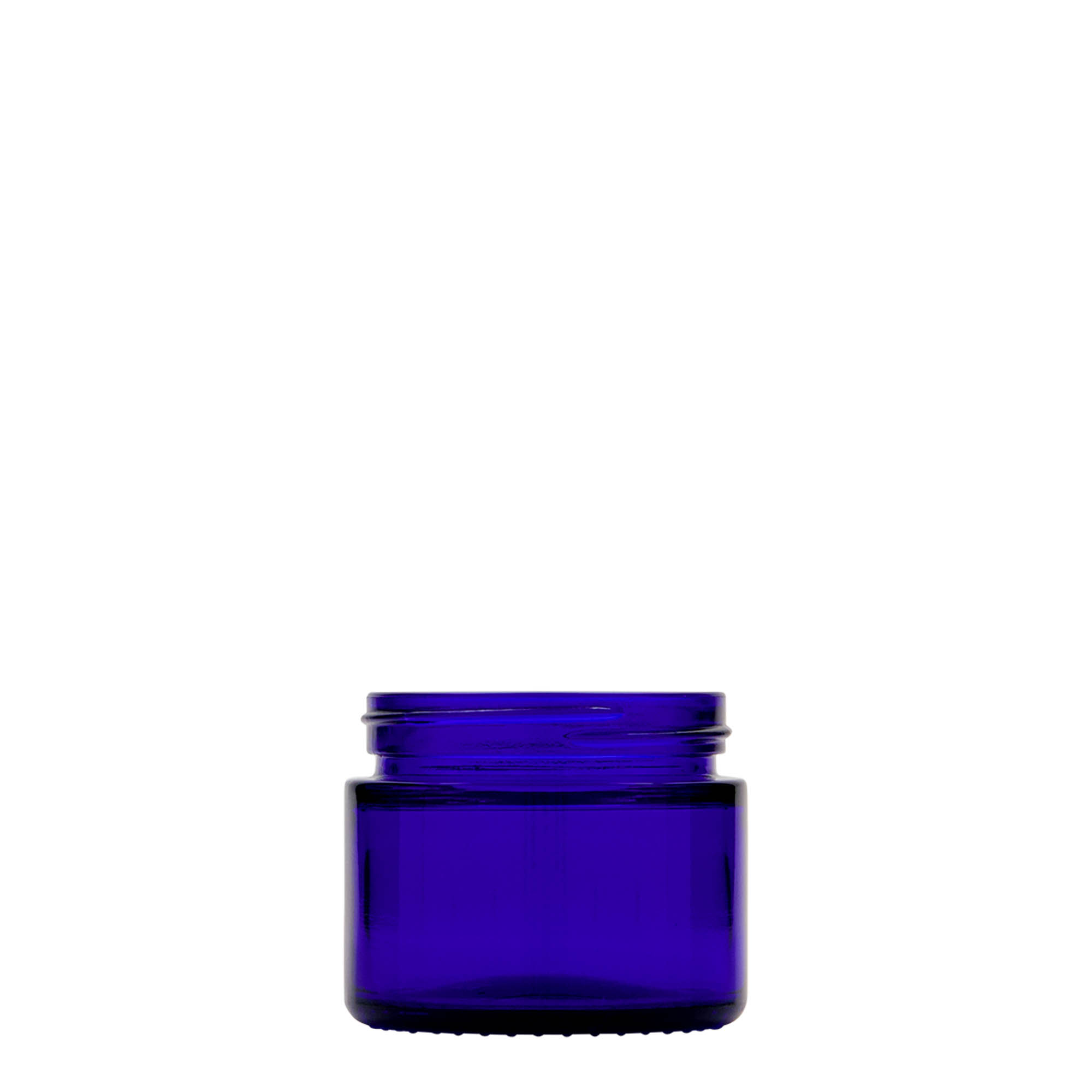 Pot de 50 ml 'Blue Edition', verre, bleu royal, ouverture : bouchon à vis Pot de 50 ml 'Blue Edition', verre, bleu royal, ouverture : bouchon à vis