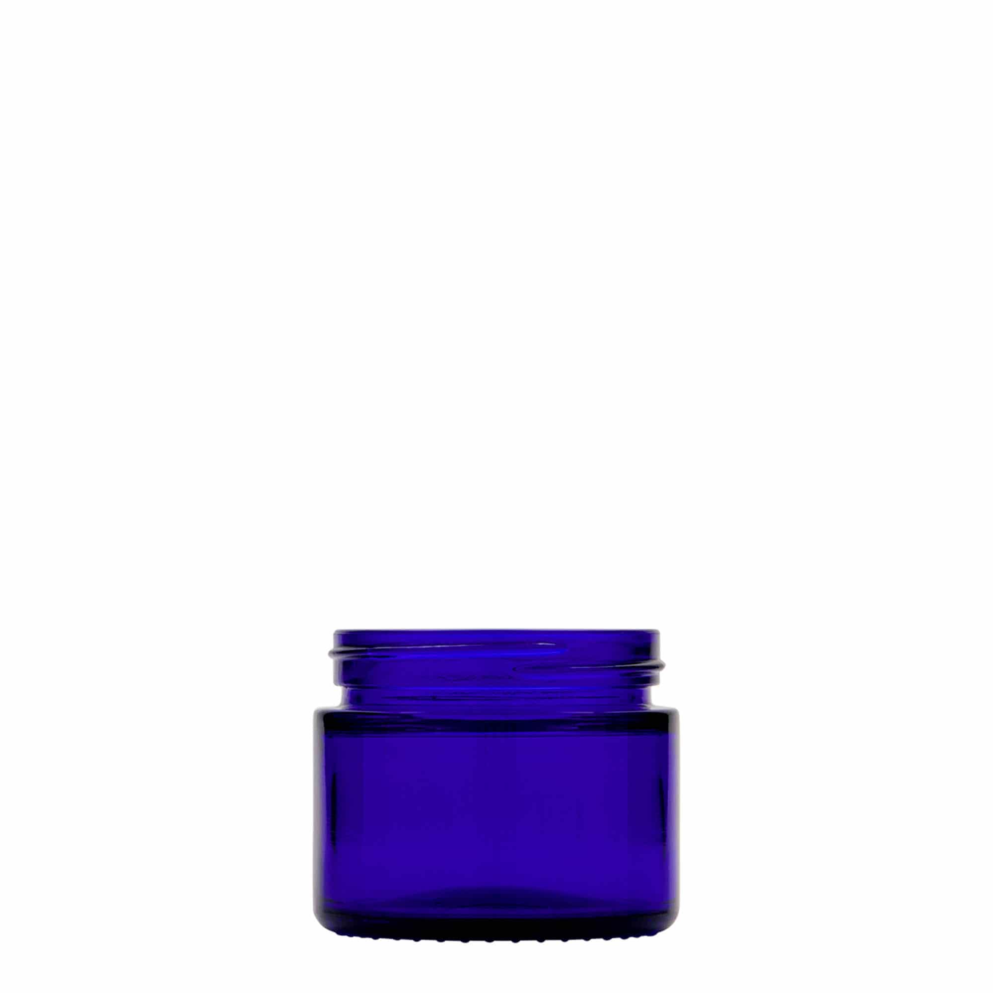 Pot de 50 ml « Blue Edition », verre, bleu royal, ouverture : bouchon à vis