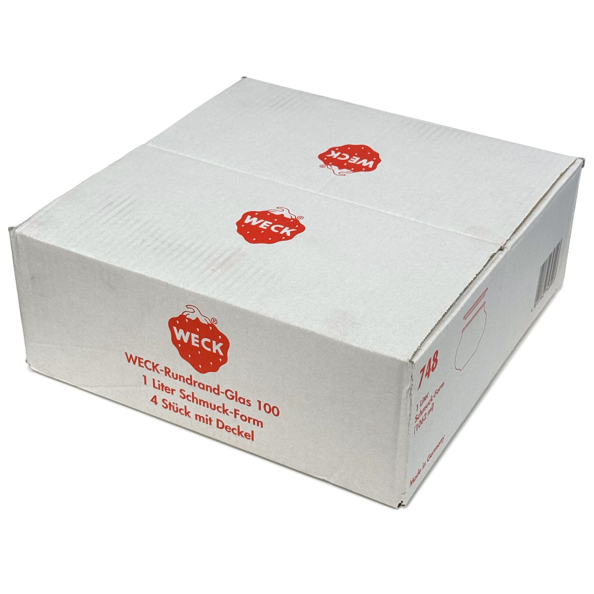 4x 1062 ml bocal décoratif WECK avec couvercle en verre RR 100