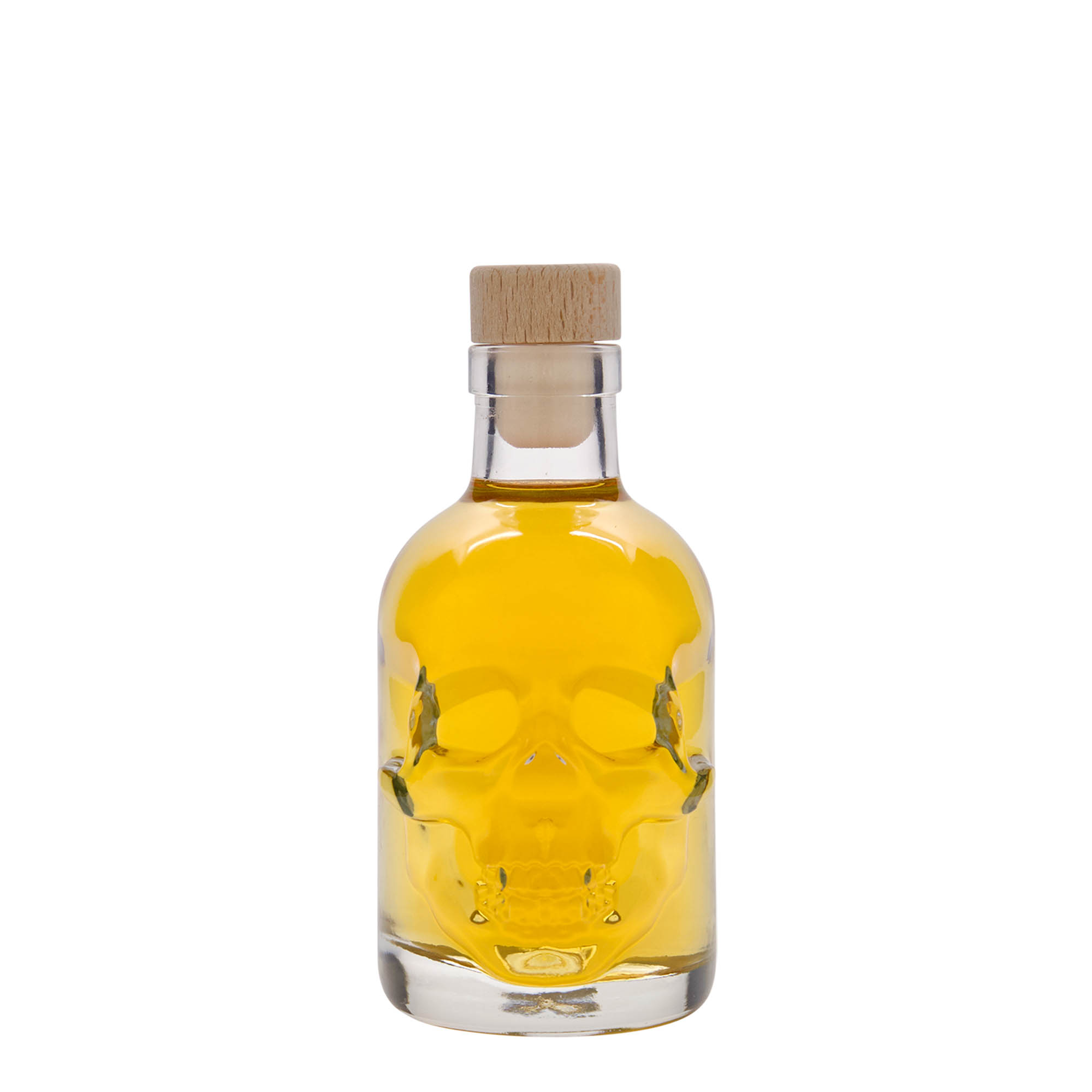 Bouteille en verre de 200 ml « Tête de mort », ouverture : liège Bouteille en verre de 200 ml « Tête de mort », ouverture : liège